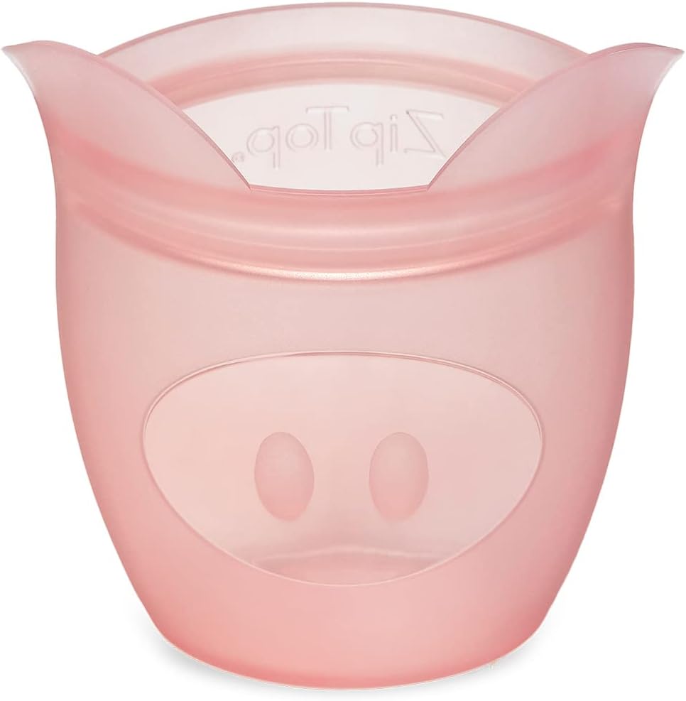 Zip Top Reusable 100% Silicone Baby + Kid Snack Containers- The only containers That Stand up, Stay Open and Zip Shut! No Lids! Made in The USA - Full Set of 4