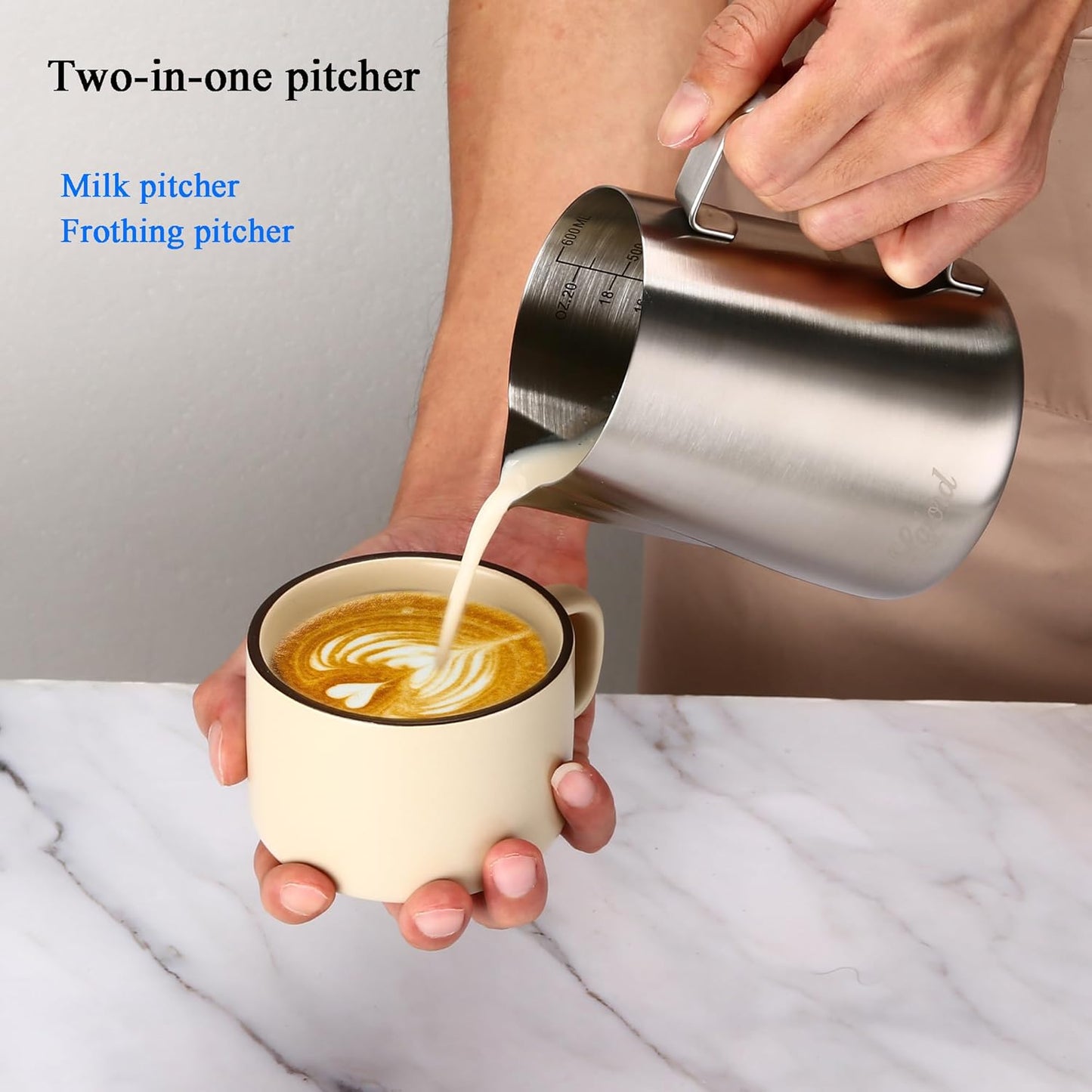 Pour Over Coffee Maker, 304 Stainless Steel wIth 100 pcs Size 02 Cone Paper Filters & 600ml Milk Frothing Pitcher, for Home & Camping - cafe - crumble.com