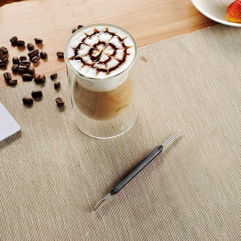 2PCS Latte Art Pen, Stainless Steel Latte Art Tools 2 Ends Coffee Art Pen Latte Pen Coffee Pull Needle Coffee Fancy Stitch Barista Tool Coffee Art Tools for Cappuccino Latte Espresso Decorating - cafe - crumble.com