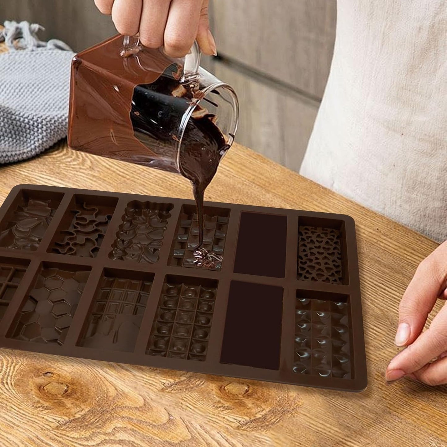 2 Pcs Brown Mini Chocolate Bar Mold for Dubai, Candy Silicone Mold - cafe - crumble.com