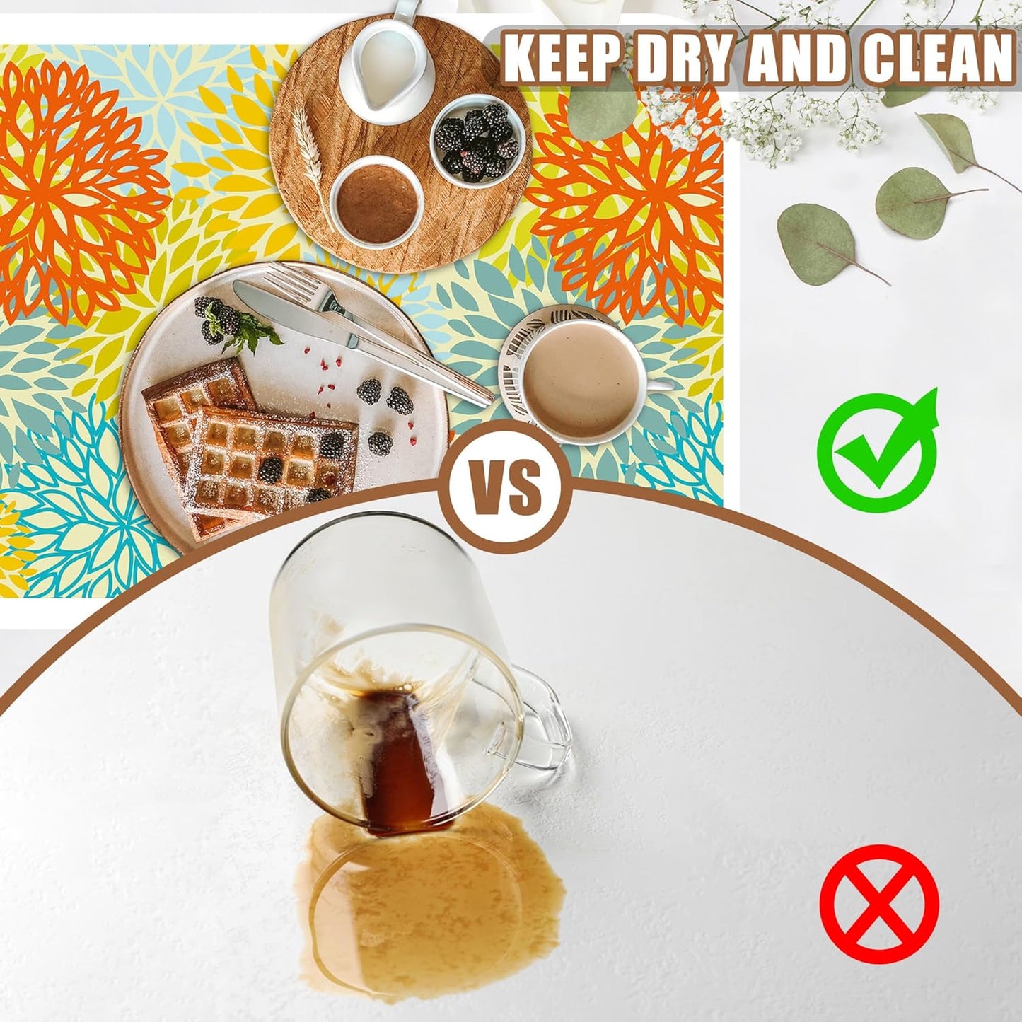 Orange and Blue Chrysanthemum Flower Coffee Mat Absorbent Dish Drying Mat Hide Stain Rubber Backed Coffee Bar Accessories Fit Under Espresso Machine Cafe Table 15.7 x 23.6 Inch - cafe - crumble.com