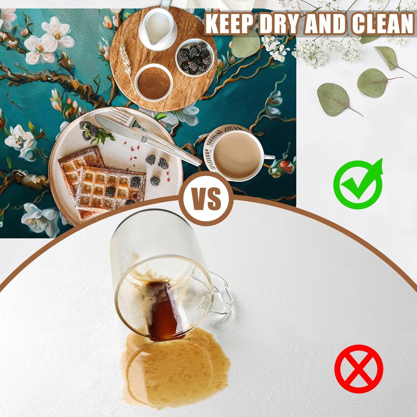 Blossoming Almond Tree Dish Drying Mat for Kitchen Counter Hide Stain Absorbent Drying Rack Pad Rubber Backed Coffee Mat Espresso Machine Coffee Bar Accessories 11.8 x 19.7 Inch - cafe - crumble.com