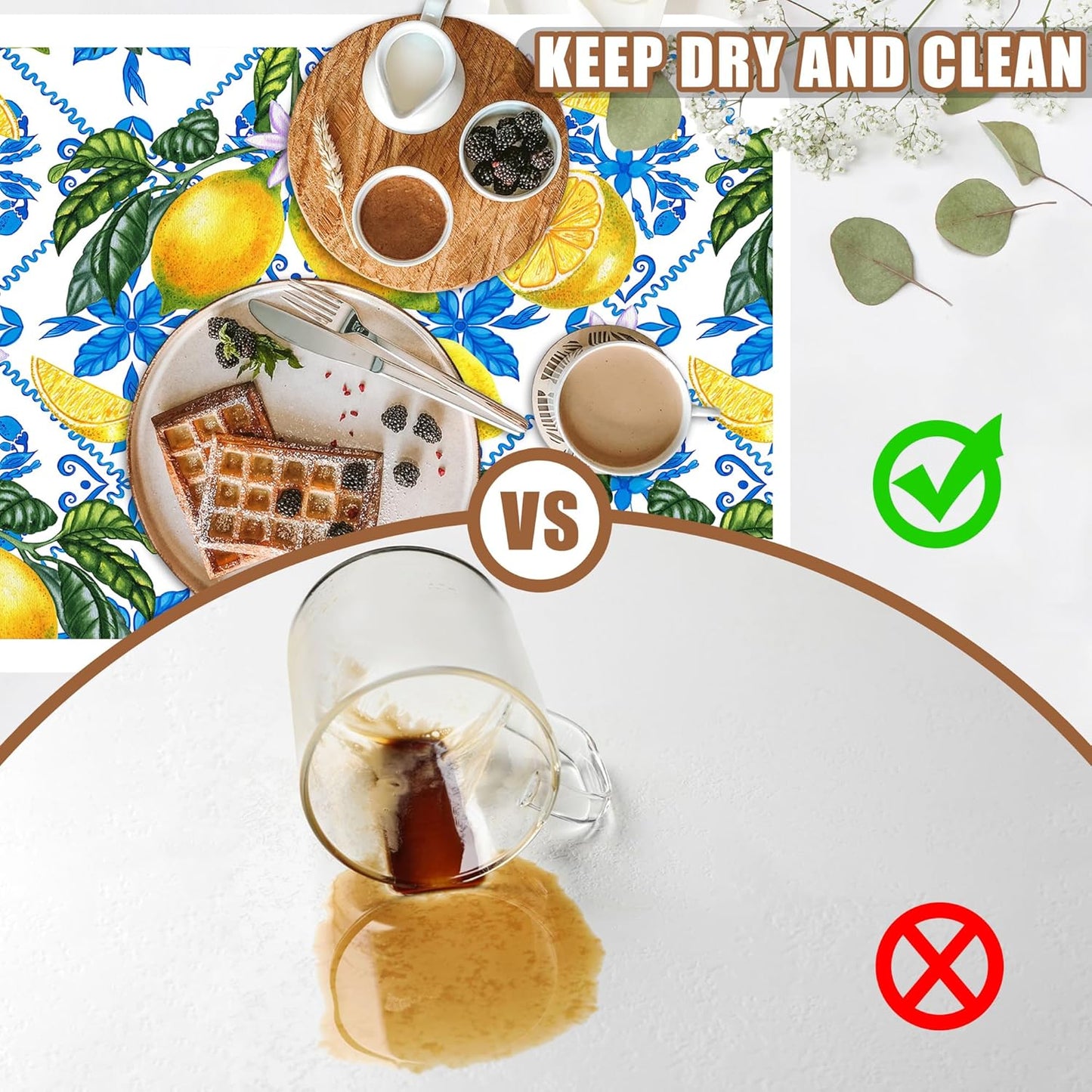 Lemon Fruit and Purple Flower Coffee Mat Absorbent Dish Drying Mat for Kitchen Counter Hide Stain Rubber Backed Coffee Bar Accessories Fit Under Espresso Machine Dish Drainer, 15.7 x 23.6 Inch - cafe - crumble.com