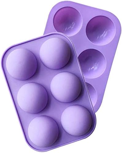 2 Pack 6 - Cavity Semi Sphere Silicone Mold, Baking Mold for Making Hot Chocolate Bomb, Cake, Jelly, Dome Mousse (Purple) - cafe - crumble.com