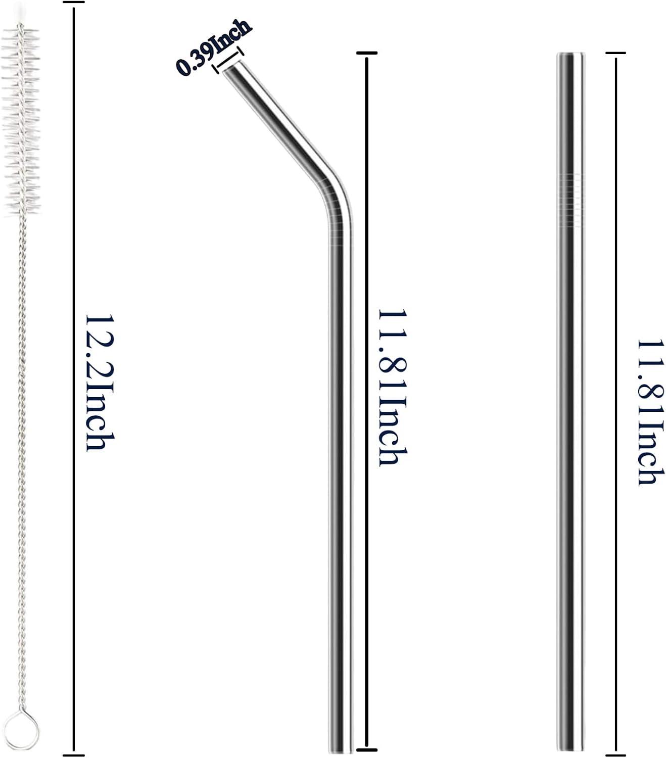 6 Pack Stainless Steel Straw Replacement 40 oz and 30ozfor Stanley Tumbler，6 Straight Reusable Straws with 2 Cleaning Brush Compatible with Stanley 40oz Stanley Cup Tumbler - cafe - crumble.com