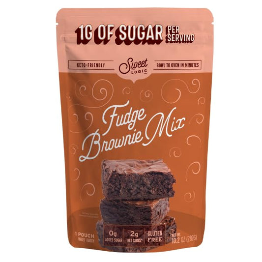 Sweet Logic Keto Baking Mix - Fudge Brownie - Gluten-Free - Dairy Free - Diabetic-Friendly - High Protein - Allulose - Stevia - Low Sugar - Low Carb - Quick 20-Minute Prep (1-2G Carbs Per Serving)