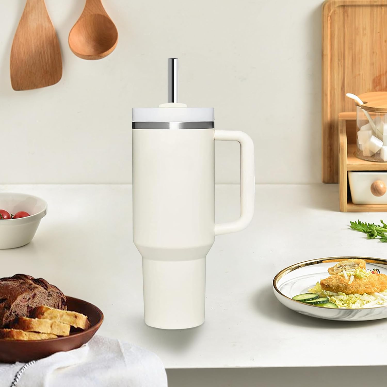 6 Pack Stainless Steel Straw Replacement 40 oz and 30ozfor Stanley Tumbler，6 Straight Reusable Straws with 2 Cleaning Brush Compatible with Stanley 40oz Stanley Cup Tumbler - cafe - crumble.com