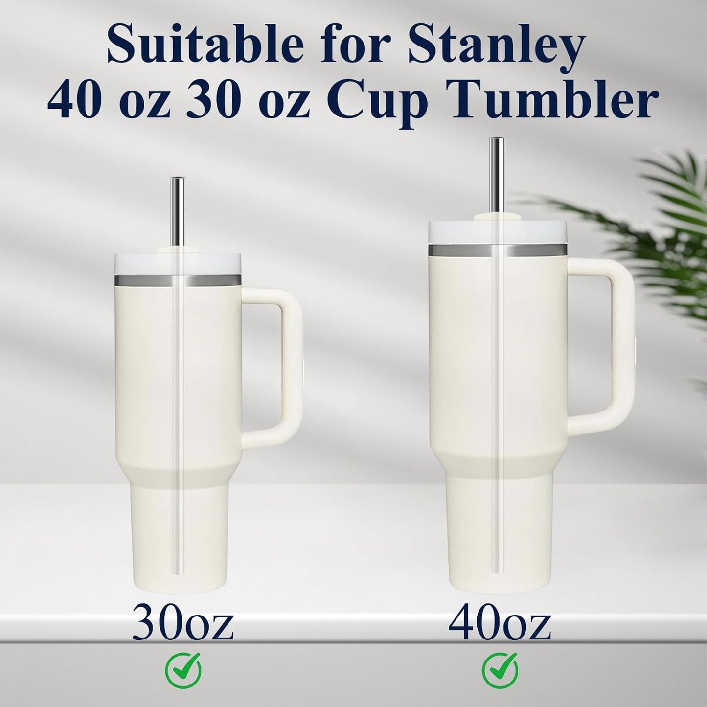 6 Pack Stainless Steel Straw Replacement 40 oz and 30ozfor Stanley Tumbler，6 Straight Reusable Straws with 2 Cleaning Brush Compatible with Stanley 40oz Stanley Cup Tumbler - cafe - crumble.com