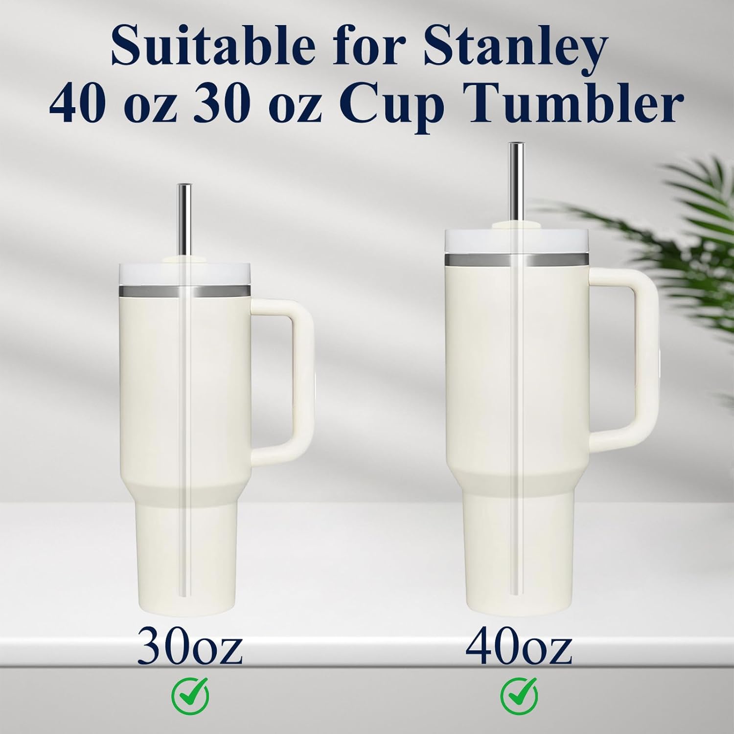 6 Pack Stainless Steel Straw Replacement 40 oz and 30ozfor Stanley Tumbler，6 Straight Reusable Straws with 2 Cleaning Brush Compatible with Stanley 40oz Stanley Cup Tumbler - cafe - crumble.com