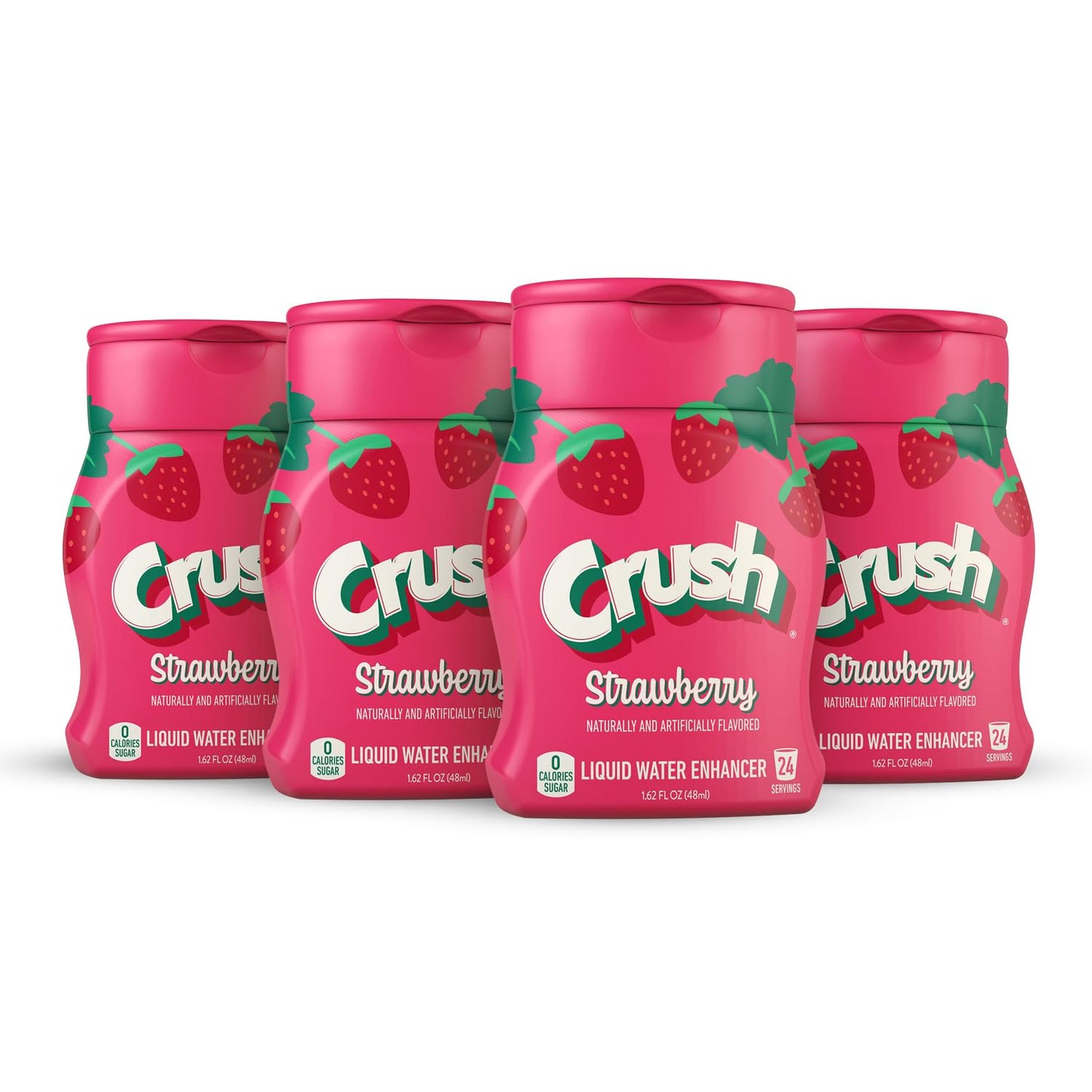 Crush, Strawberry, Liquid Water Enhancer – New, Better Taste! (4 Bottles, Makes 96 Flavored Water Drinks) – Sugar Free, Zero Calorie