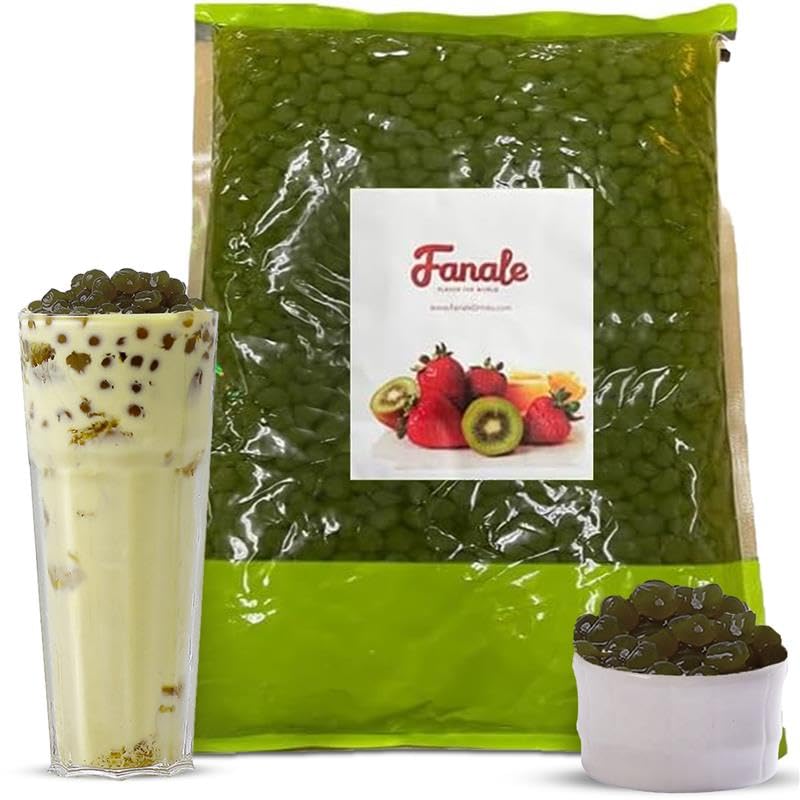 Fanale Matcha Agar Agar Boba, Matcha Jelly Ball, Ready to Serve, Soft Chew Texture, Instant Boba Pearls for Bubble Tea, Frozen Yogurt, Shaved Ice & Dessert’s Topping (4.4 lbs/bag, 6 bags/case)