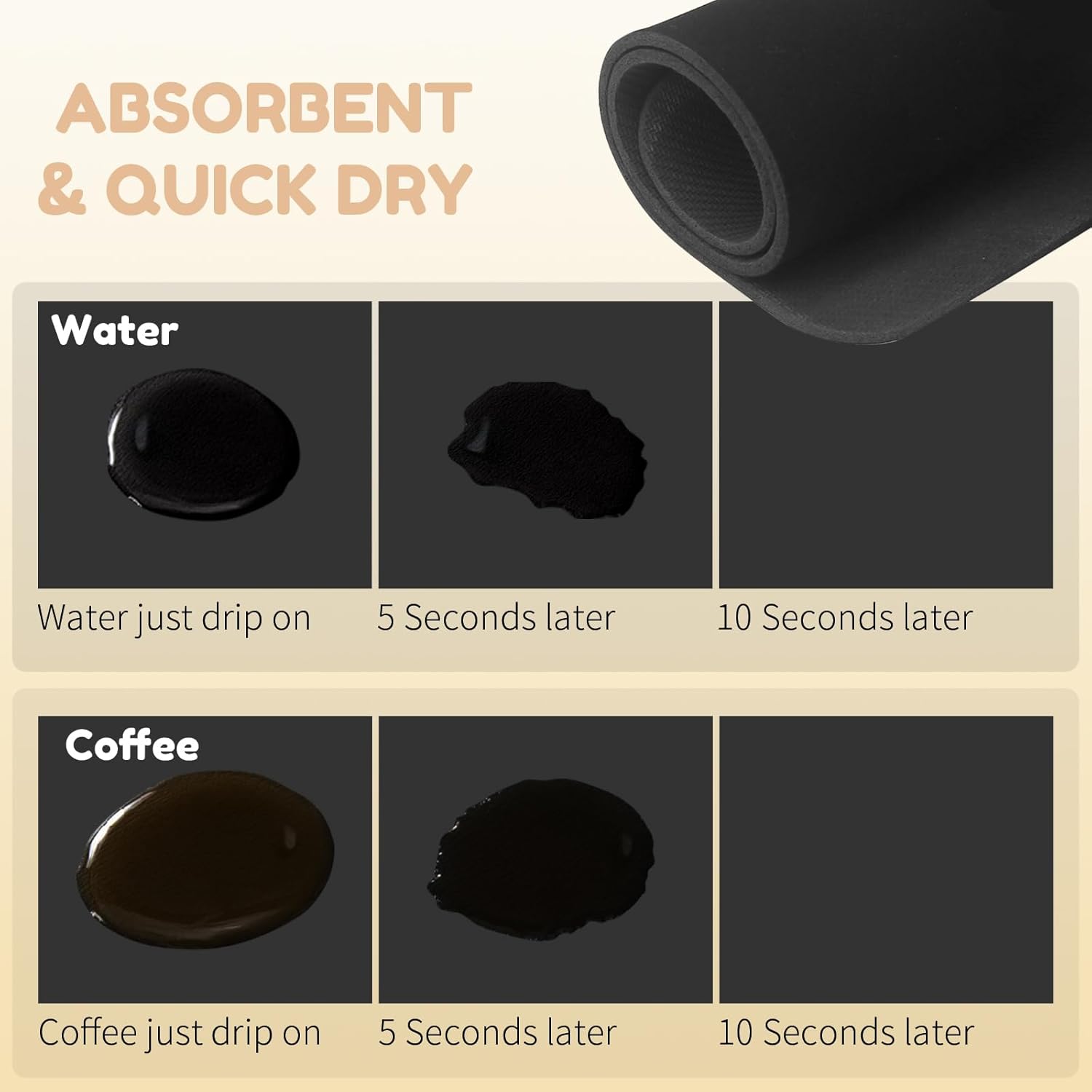 Coffee Mat Hide Stain Rubber (Black, 40cm×50cm), Coffee Bar Accessories Fit Under Espresso Machine CoffeeMaker Coffeepot, Backed Absorbent Dish Drying Mat for Kitchen Counter (Black, 16"x24") - cafe - crumble.com