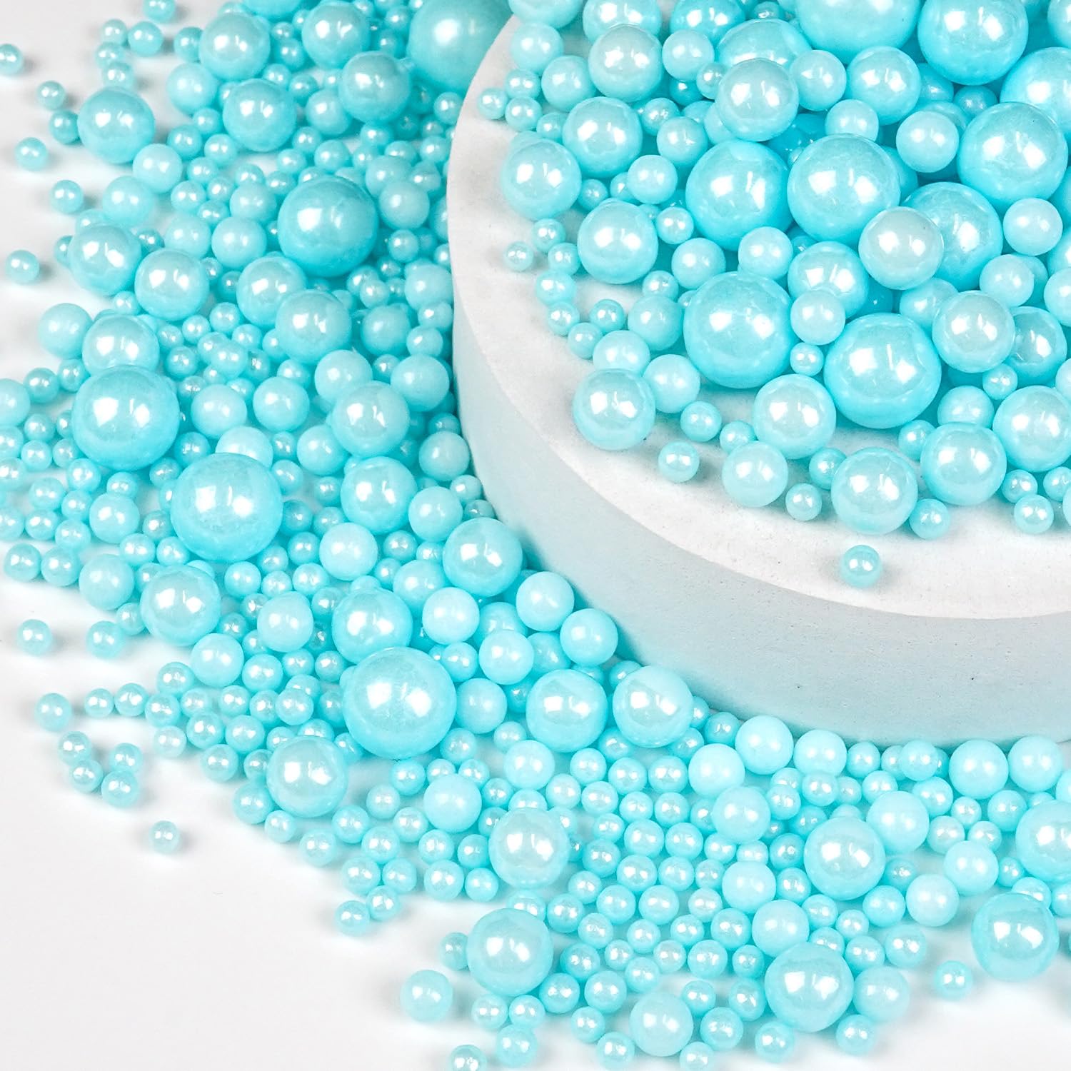 Blue Pearl Sprinkles for Cake Decorating, Edible Baking Candy, 150g/5.29oz Mix Size, Cake Topper Decorations, Cupcake, Ice cream for Kid's Birthday Christmas Party Valentine's Day - cafe - crumble.com