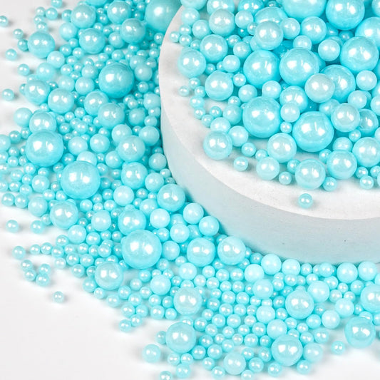 Blue Pearl Sprinkles for Cake Decorating, Edible Baking Candy, 150g/5.29oz Mix Size, Cake Topper Decorations, Cupcake, Ice cream for Kid's Birthday Christmas Party Valentine's Day - cafe - crumble.com