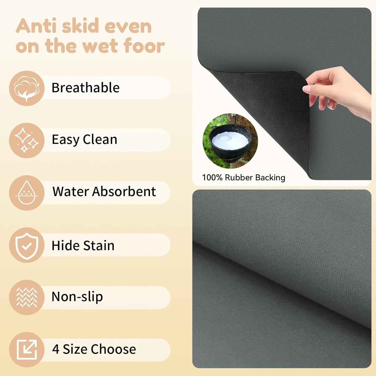 Coffee Mat Hide Stain Rubber, Coffee Bar Accessories Fit Under Espresso Machine CoffeeMaker Coffeepot, Backed Absorbent Dish Drying Mat for Kitchen Counter(Dark Gray, 40cm×50cm) - cafe - crumble.com