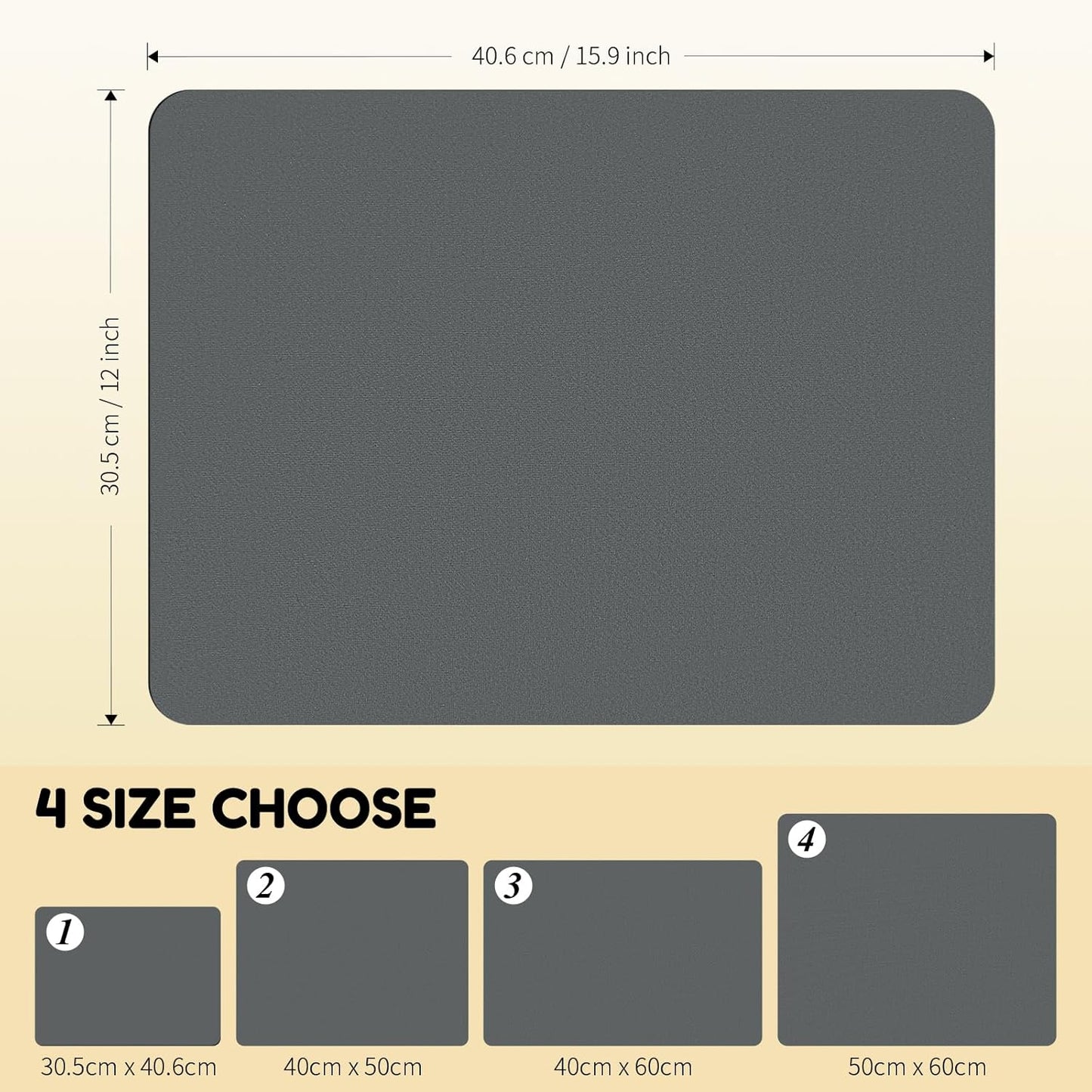 Coffee Mat Hide Stain Rubber, Coffee Bar Accessories Fit Under Espresso Machine CoffeeMaker Coffeepot, Backed Absorbent Dish Drying Mat for Kitchen Counter(Dark Gray, 30.5cm×40.60cm) - cafe - crumble.com