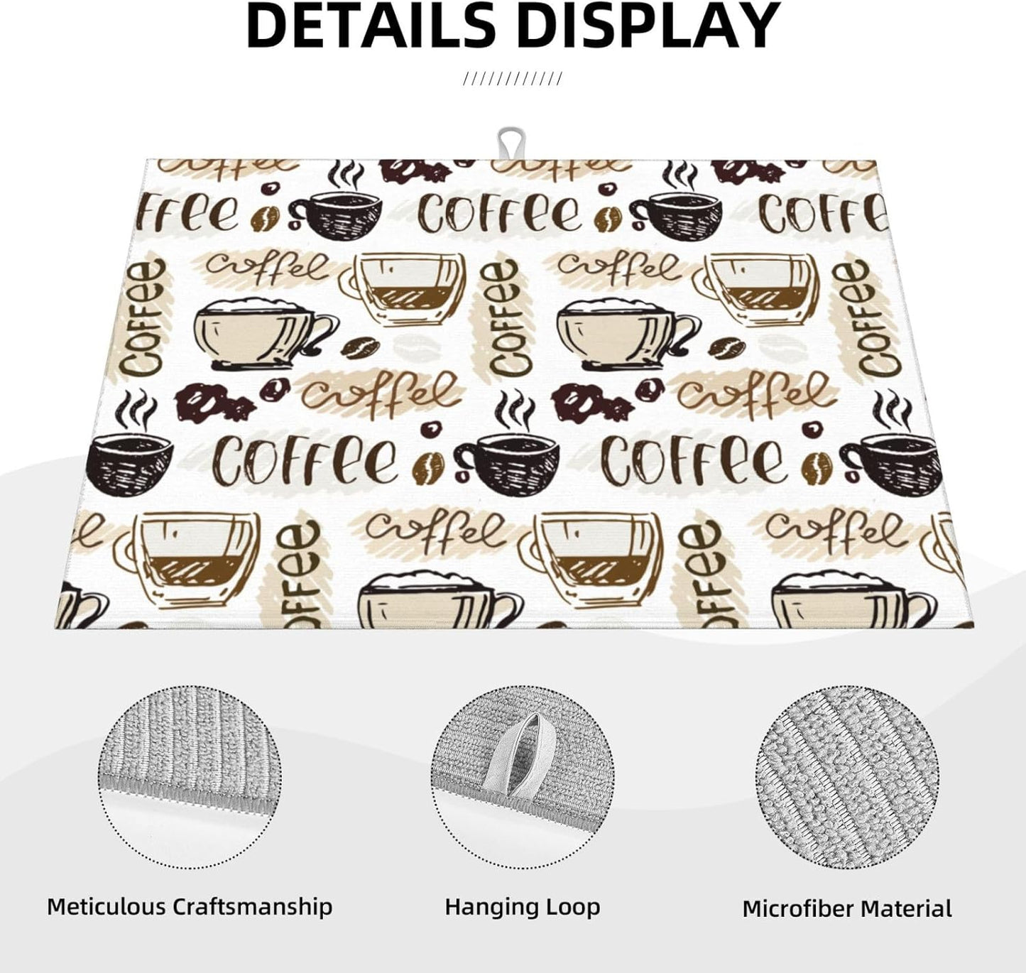 Coffee Dish Drying Mat 18 x 24 Inch, Coffee Drying Mat Absorbent Reversible Microfiber Coffee Kitchen Mat Dish Rack Pad Dish Drainer Mat Brown Coffee Mat for Kitchen Counter Coffee Bar - cafe - crumble.com