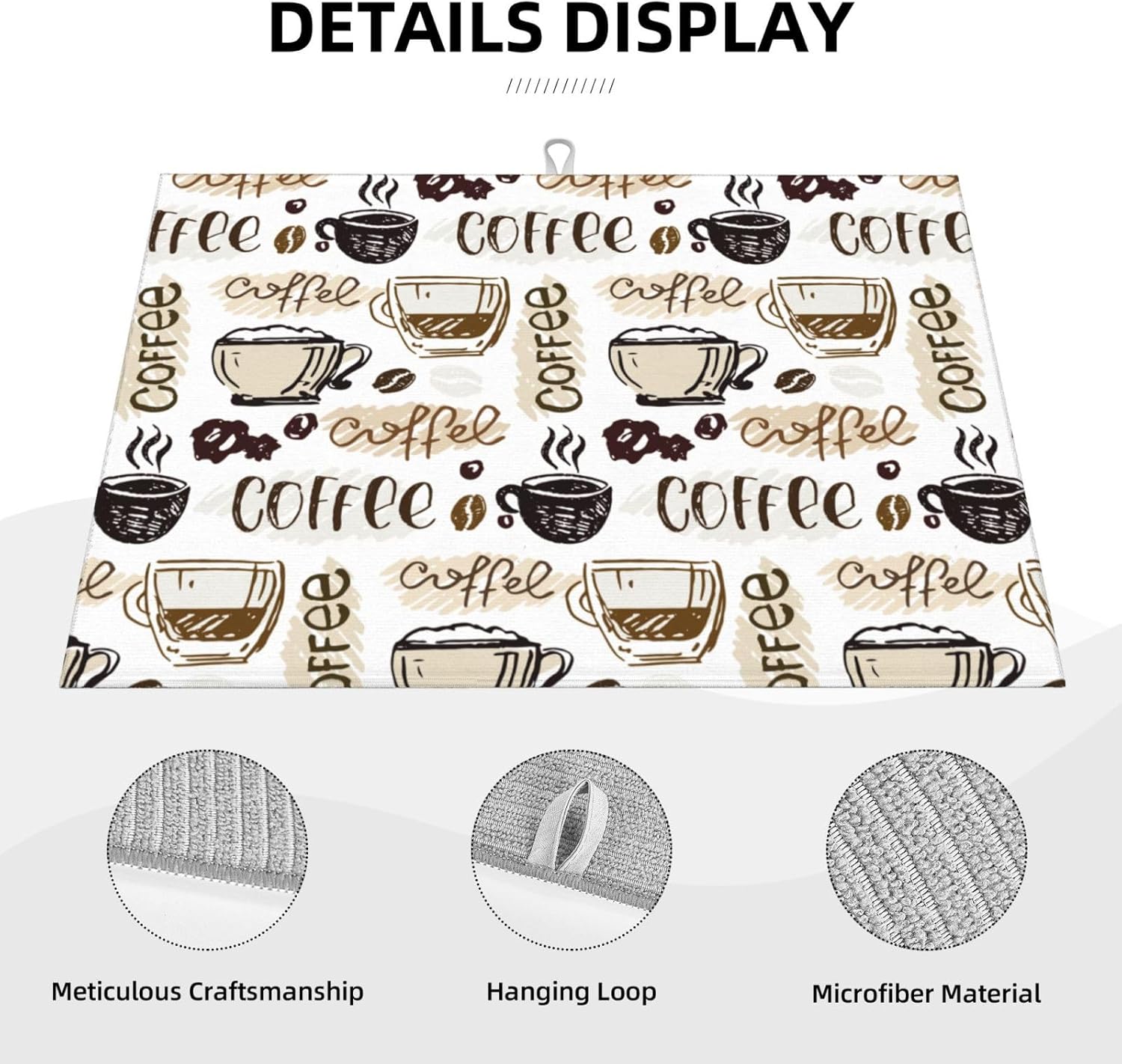 Coffee Dish Drying Mat 18 x 24 Inch, Coffee Drying Mat Absorbent Reversible Microfiber Coffee Kitchen Mat Dish Rack Pad Dish Drainer Mat Brown Coffee Mat for Kitchen Counter Coffee Bar - cafe - crumble.com