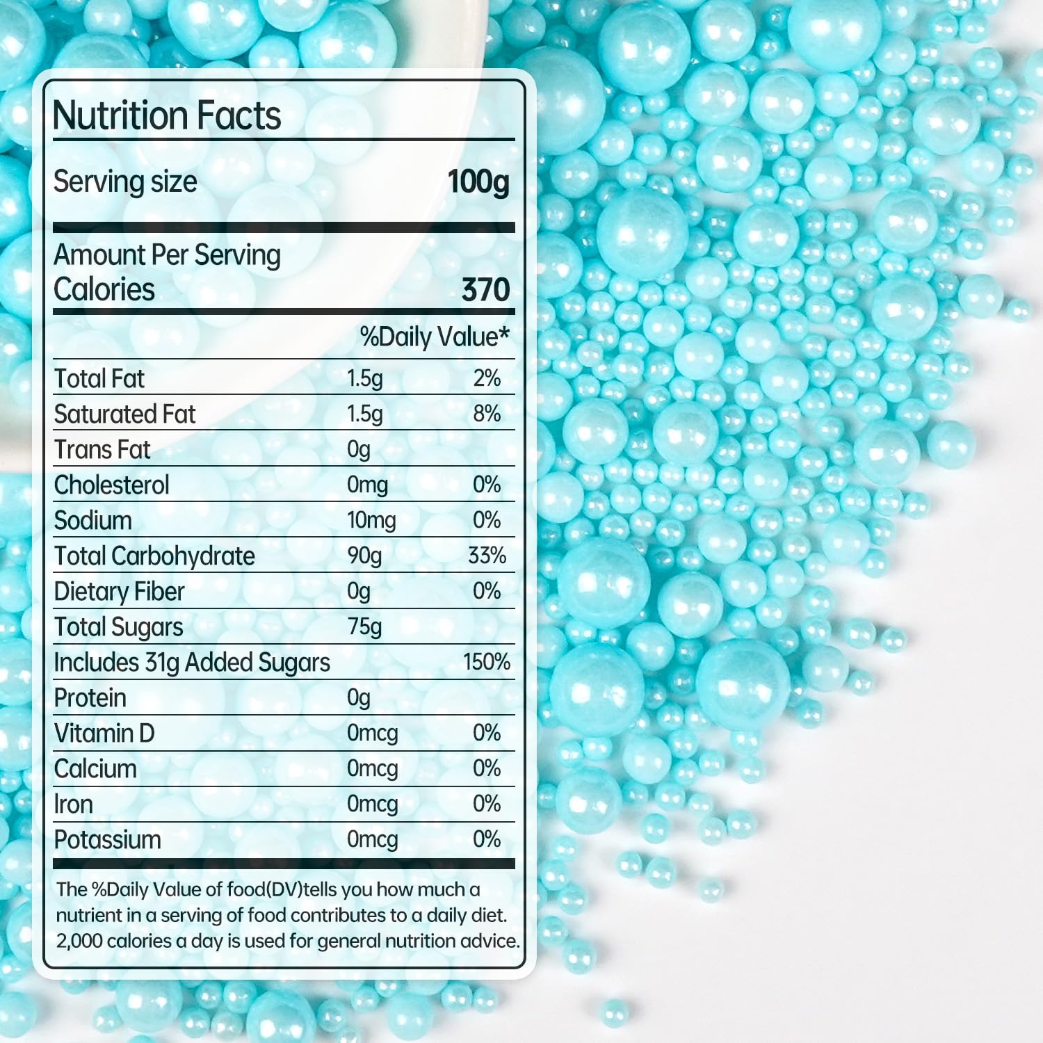 Blue Pearl Sprinkles for Cake Decorating, Edible Baking Candy, 150g/5.29oz Mix Size, Cake Topper Decorations, Cupcake, Ice cream for Kid's Birthday Christmas Party Valentine's Day - cafe - crumble.com