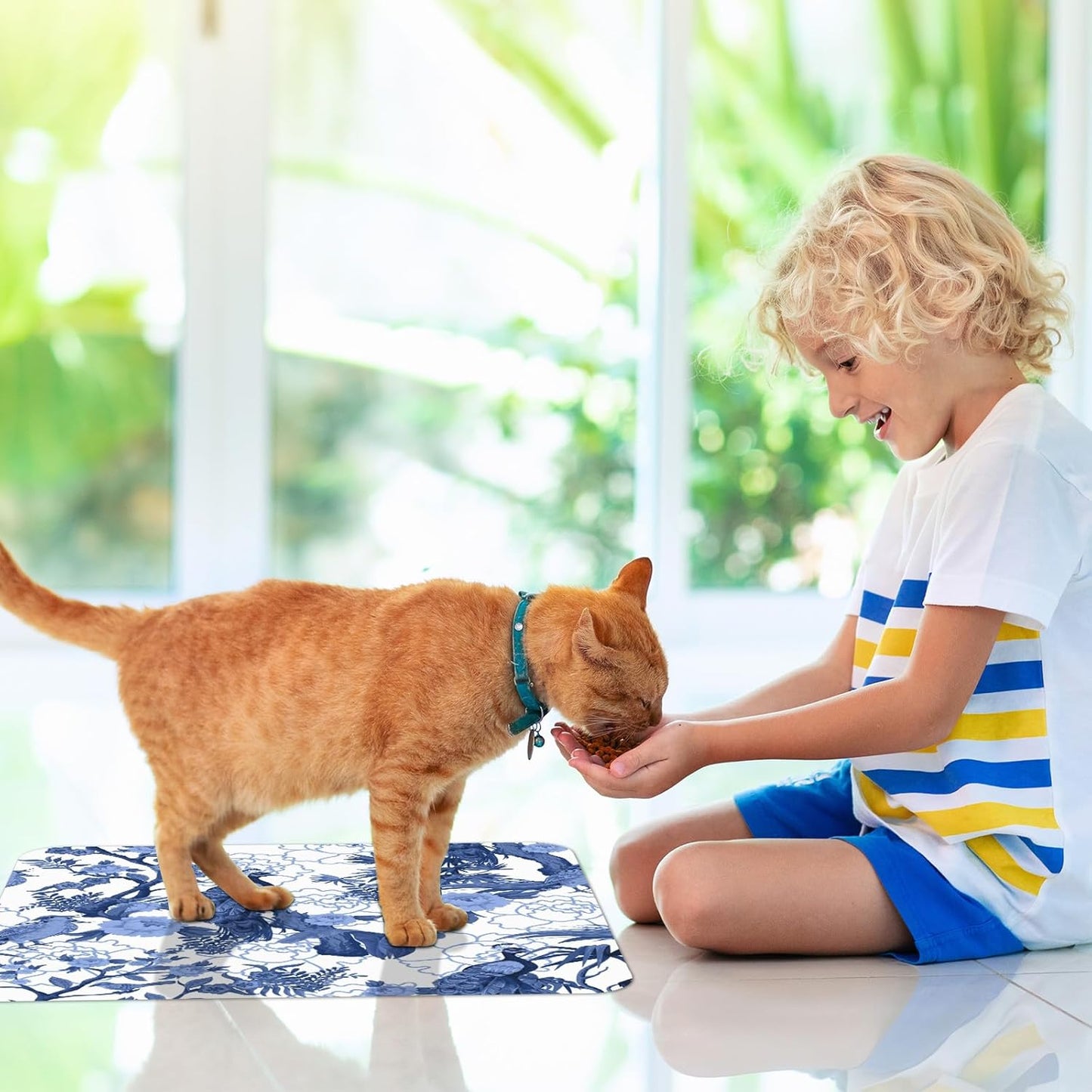 Blue Peacocks Birds Coffee Bar Mat, Rubber Backing, Dish Drying Mat for Kitchen Counter, Absorbent Coffee Maker Mats for Countertop, Heat Resistant, Coffee Flavor Menu,15.7"x11.8 " Small - cafe - crumble.com