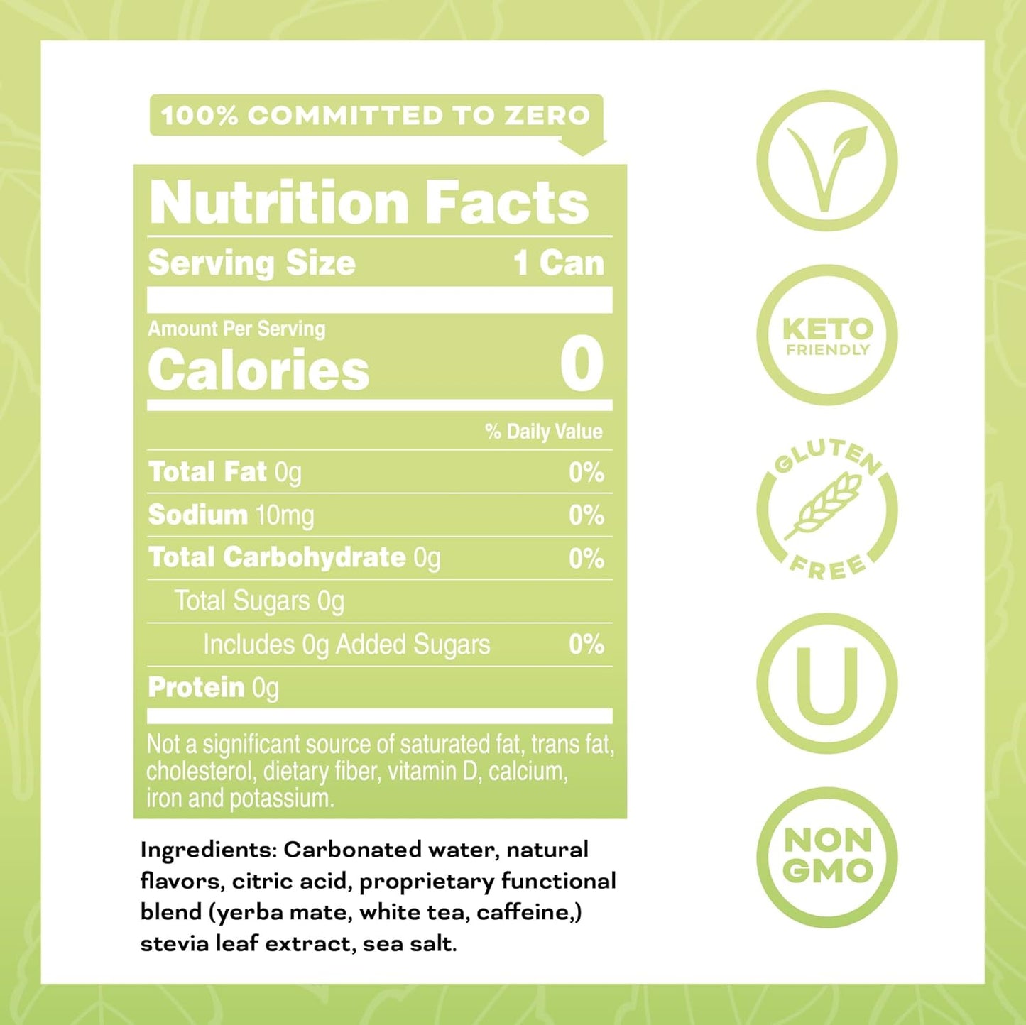 Yerbaé Energy Beverage Yuzu Lime - Lemon Lime Flavor. Energized by Yerba Mate. Naturally Caffeinated Plant-Based, Healthy Alternative to Coffee/Sugary Sodas Pack of 12, 16oz cans