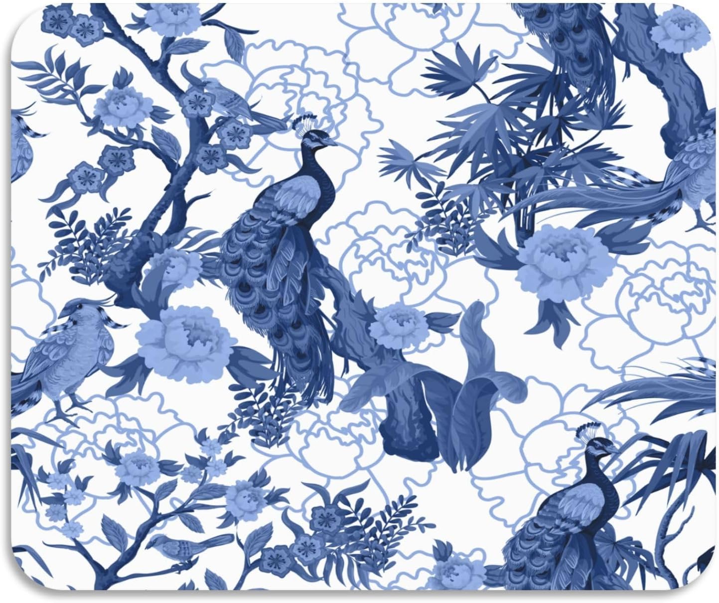 Blue Peacocks Birds Dish Drying Mat for Kitchen Counter, 23.6"x19.7" Coffee Bar, Super Absorbent Dish Drying Pad with Non - slip Rubber Backed, Quick Drying Mat for Coffee Machine Dish Drainer Ra - cafe - crumble.com