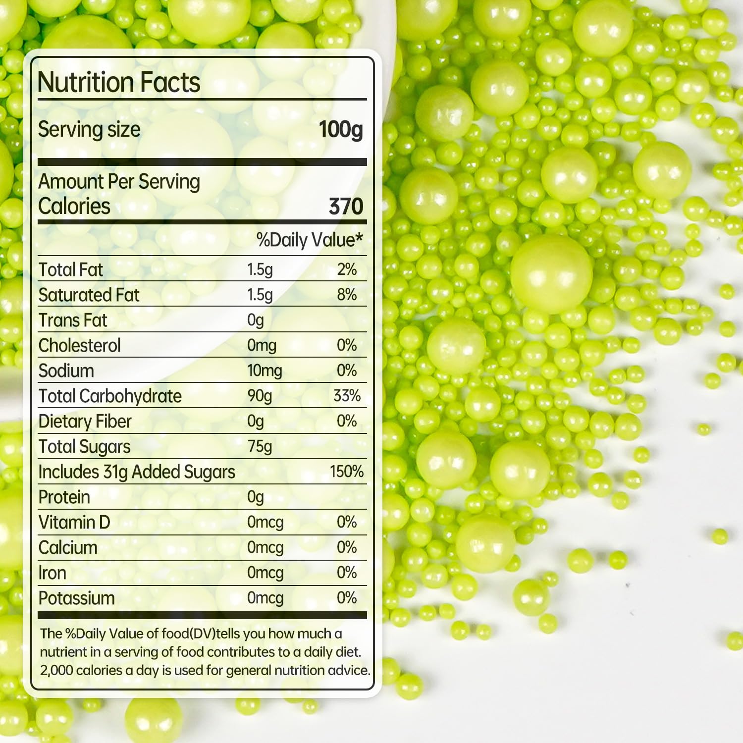 Christmas Green Pearl Sprinkles, Edible Candy Sugar Pearls, 150g/5.29oz, Mix Size, Cake Decorations & Cupcake Toppers, Wedding Party, Easter, Valentine's Day, Christmas Supplies - cafe - crumble.com