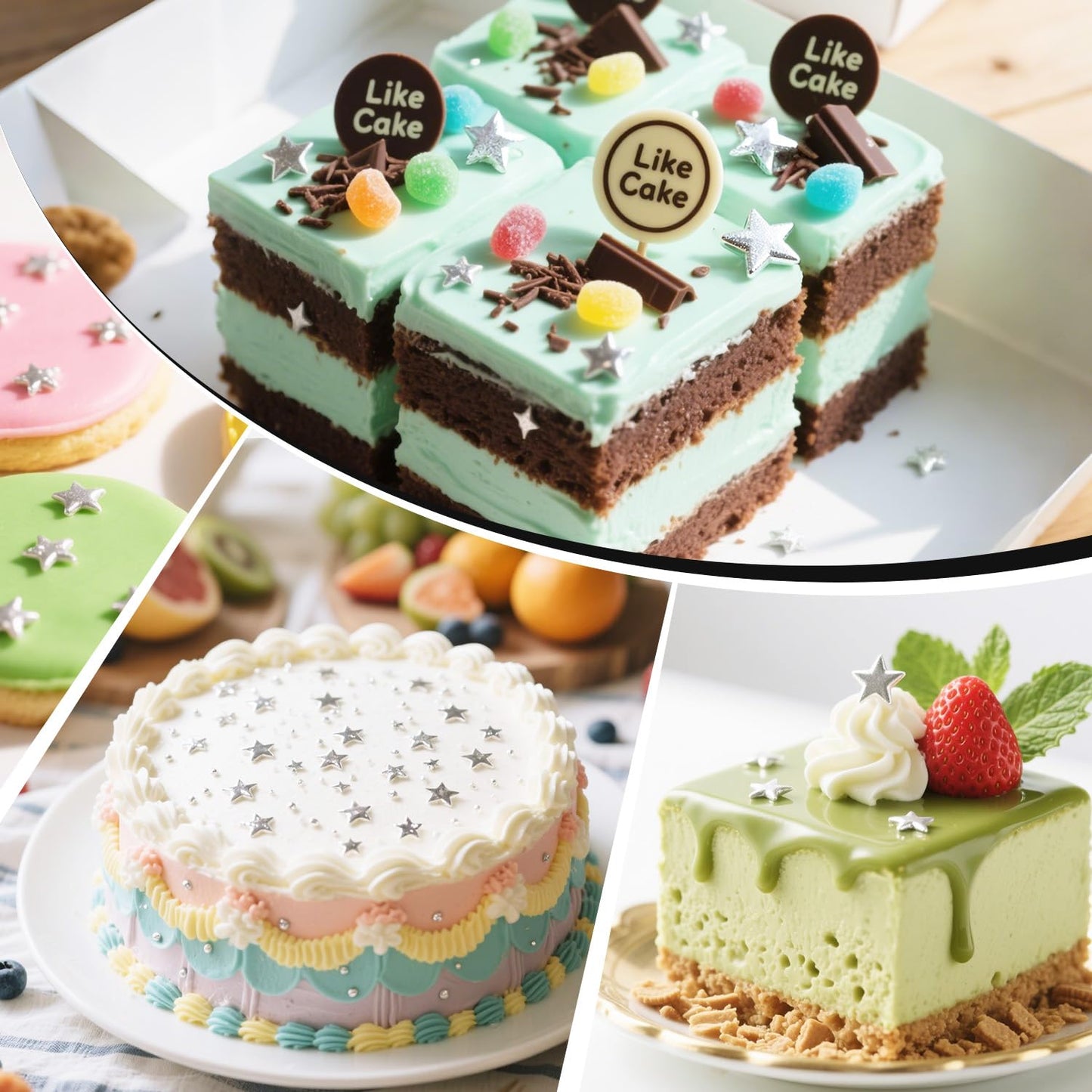 Silver Sprinkles for Cake Decorating, Star Candy Sugar, Mix Size, 150g/5.29oz, Food Grade, Cake Decoration, Cupcake Topper, Holiday, Party, Wedding Party, Birthday, Easter, Christmas Supplies - cafe - crumble.com