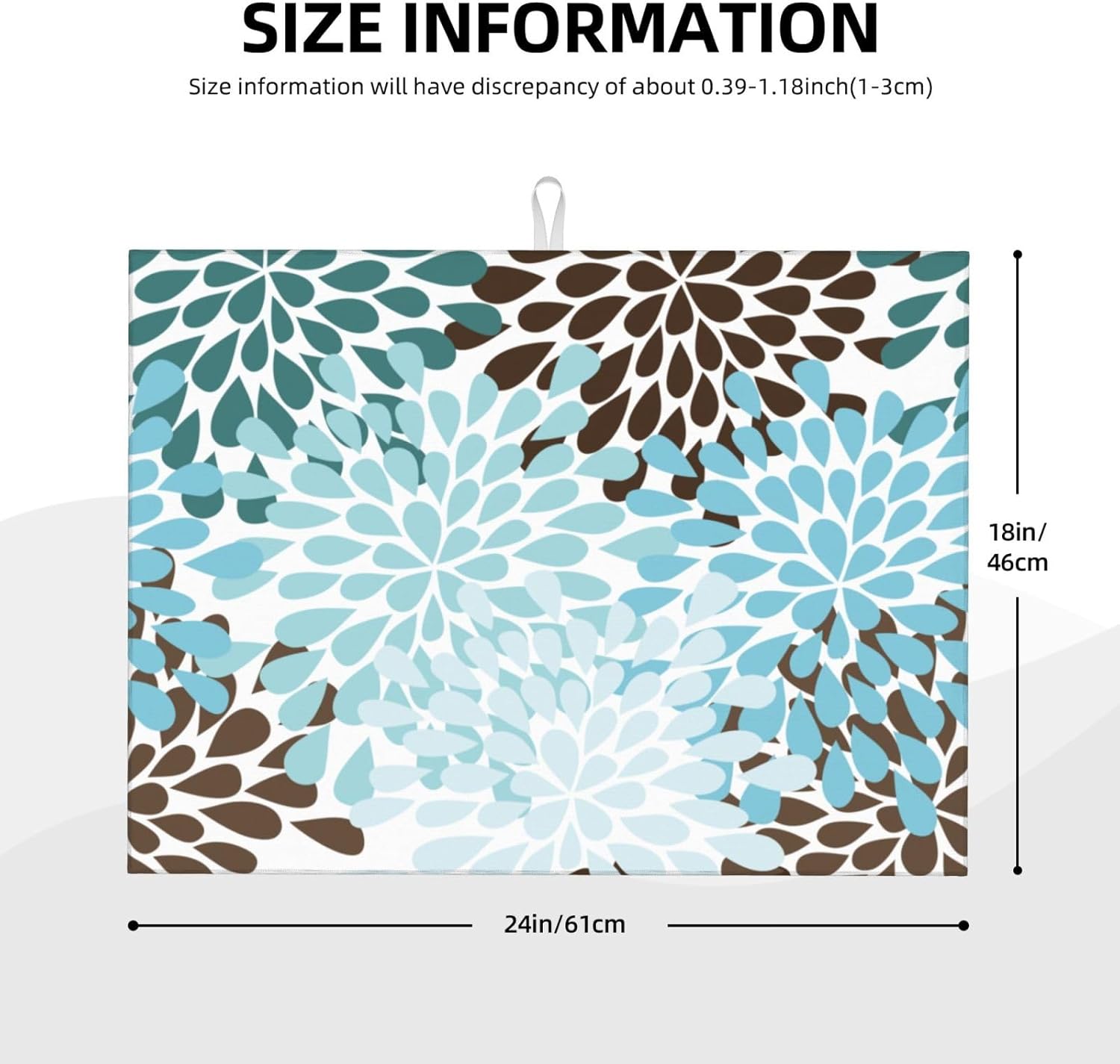 Blue Gray Dahlia Flowers Dish Drying Mat 18x24 inch for Kitchen Spring Floral Dishes Pad Dish Drainer Rack Mats Absorbent Fast Dry Kitchen Accessories - cafe - crumble.com