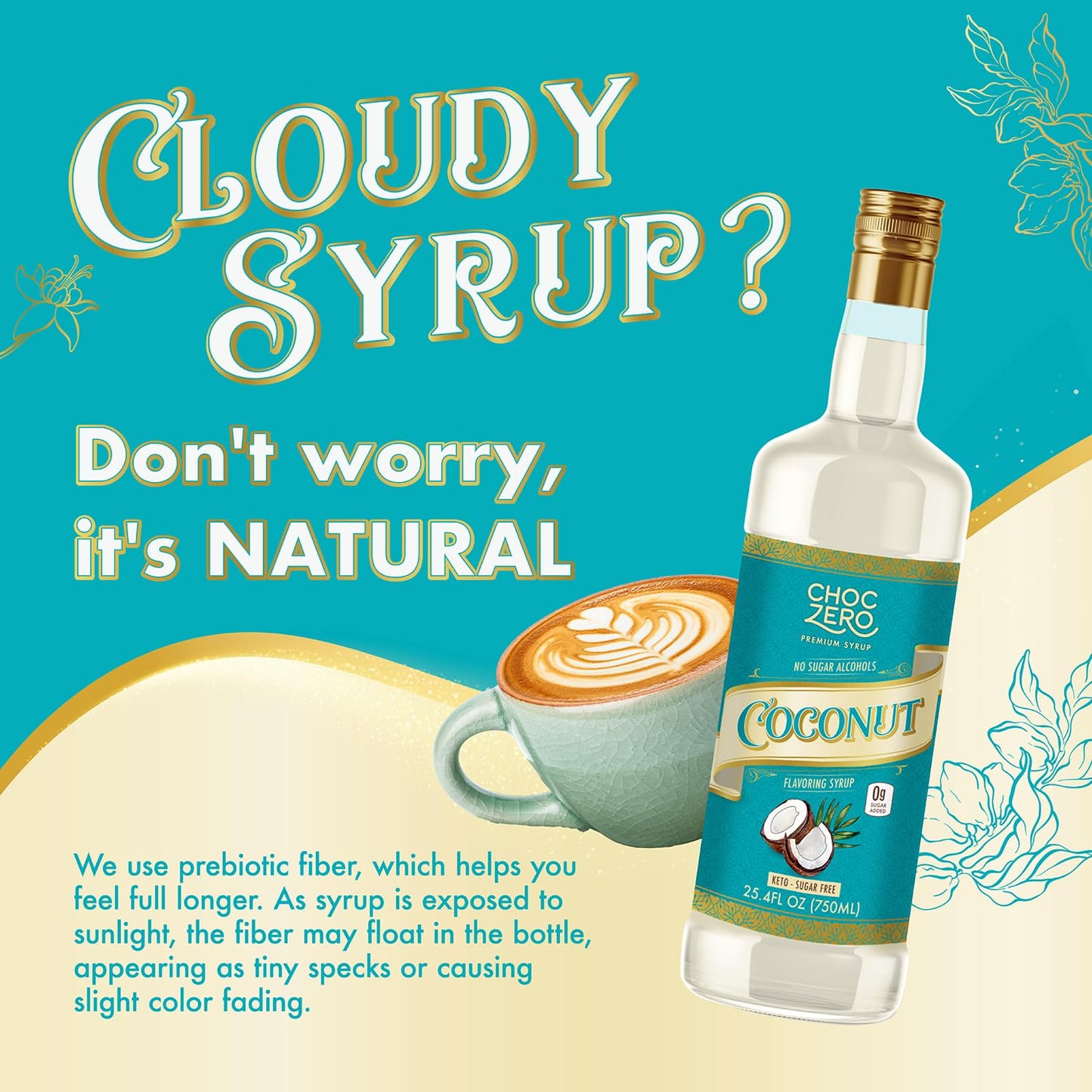 ChocZero Coconut Syrup – Sugar Free Flavoring Syrup for Coffee, Tea & Baking – Keto Friendly, Low Carb, No Sugar Alcohols, Vegan & Gluten Free – 25.4 Fluid Ounces