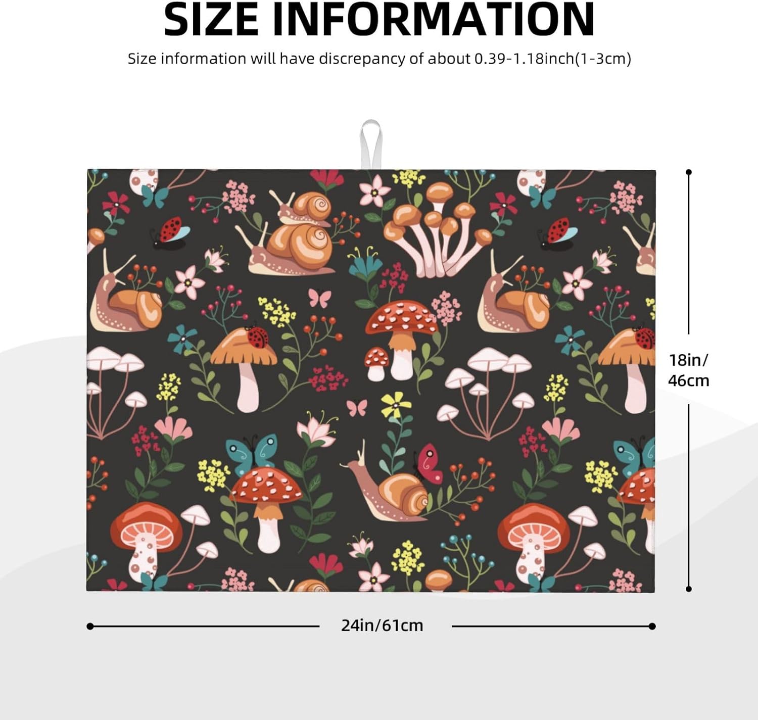 Mushroom Snails Dish Drying Mat for Kitchen Counter 18x24 Inch, Spring Floral Kitchen Drying Mat,Cute Mushrooms Decor Dishes Pad Dish Drainer Rack Mats Absorbent Fast Dry Kitchen Accessories - cafe - crumble.com