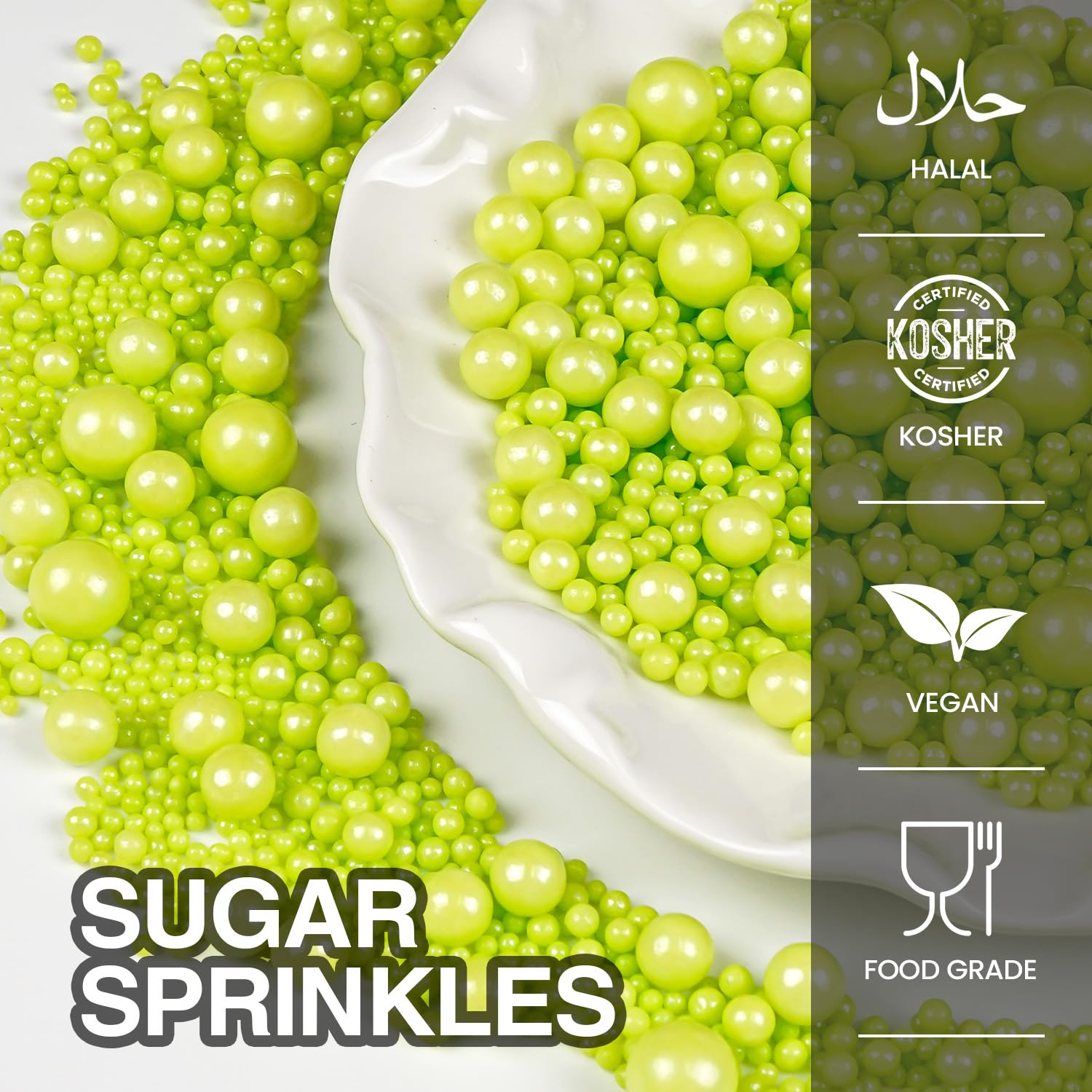 Christmas Green Pearl Sprinkles, Edible Candy Sugar Pearls, 150g/5.29oz, Mix Size, Cake Decorations & Cupcake Toppers, Wedding Party, Easter, Valentine's Day, Christmas Supplies - cafe - crumble.com