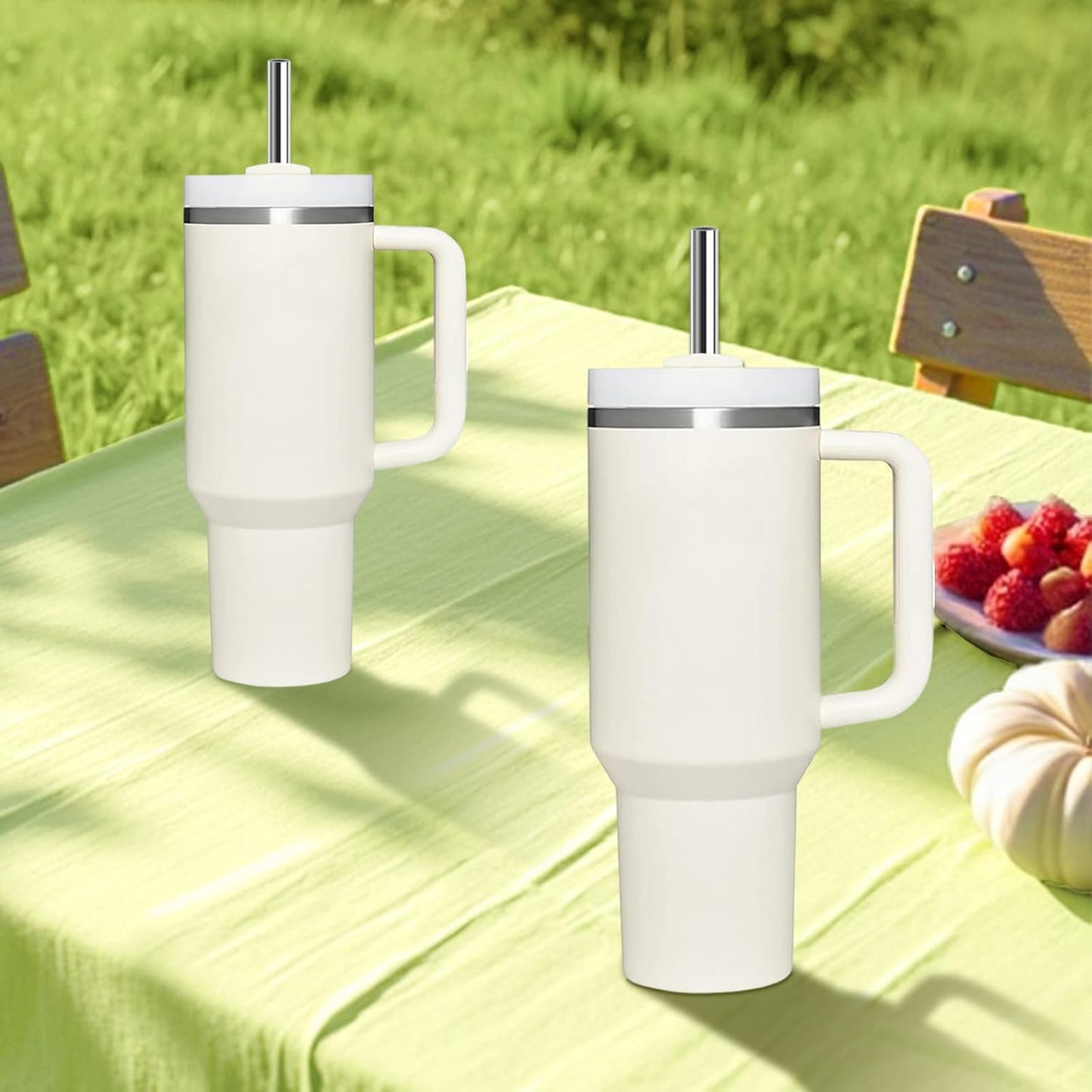 6 Pack Stainless Steel Straw Replacement 40 oz and 30ozfor Stanley Tumbler，6 Straight Reusable Straws with 2 Cleaning Brush Compatible with Stanley 40oz Stanley Cup Tumbler - cafe - crumble.com