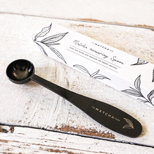 Black Matte Stainless Steel 1 gram Matcha Measuring Spoon (1/2 teaspoon). Scoop your Matcha with Precision for Perfect Matcha Lattes.