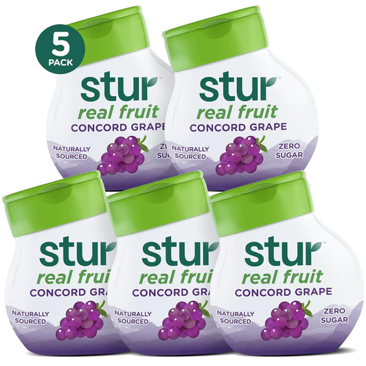 Stur Liquid Water Enhancer | Concord Grape | Naturally Sweetened | High in Vitamin C & Antioxidants | Sugar Free | Zero Calories | Keto | Vegan | 5 Bottles, Makes 120 Drinks