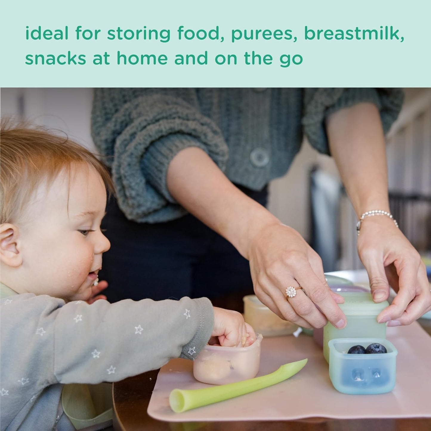 Olababy Clear Sense Silicone Storage Containers 4pk for Baby Food, Snacks, Formula, Puree, Sauce & More | Micro Plastic & BPA-Free | Daycare Essentials for Toddlers and Kids (Lilac, 4 oz / 120 ml)