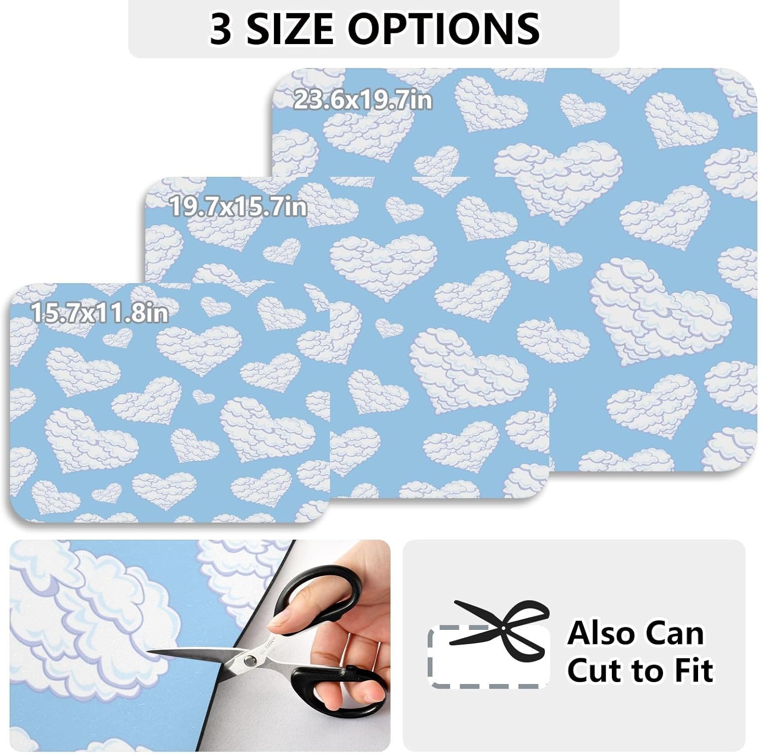 Valentine's Day Heart Blue Dish Drying Mat for Kitchen Counter, 23.6"x19.7" Coffee Bar, Super Absorbent Dish Drying Pad with Non - slip Rubber Backed, Quick Drying Mat for Coffee Machine - cafe - crumble.com