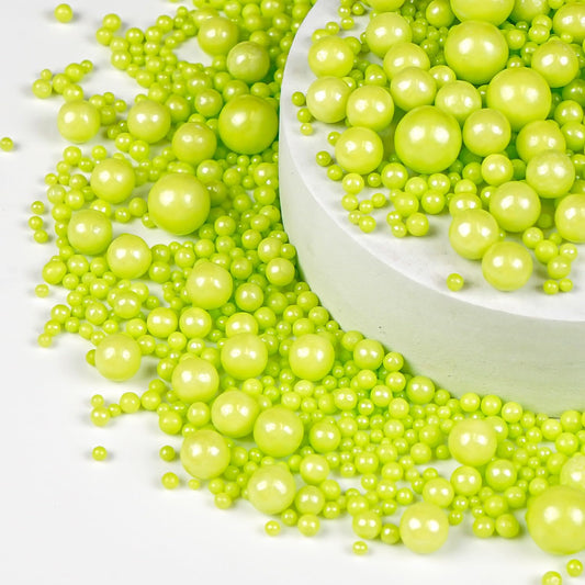 Christmas Green Pearl Sprinkles, Edible Candy Sugar Pearls, 150g/5.29oz, Mix Size, Cake Decorations & Cupcake Toppers, Wedding Party, Easter, Valentine's Day, Christmas Supplies - cafe - crumble.com