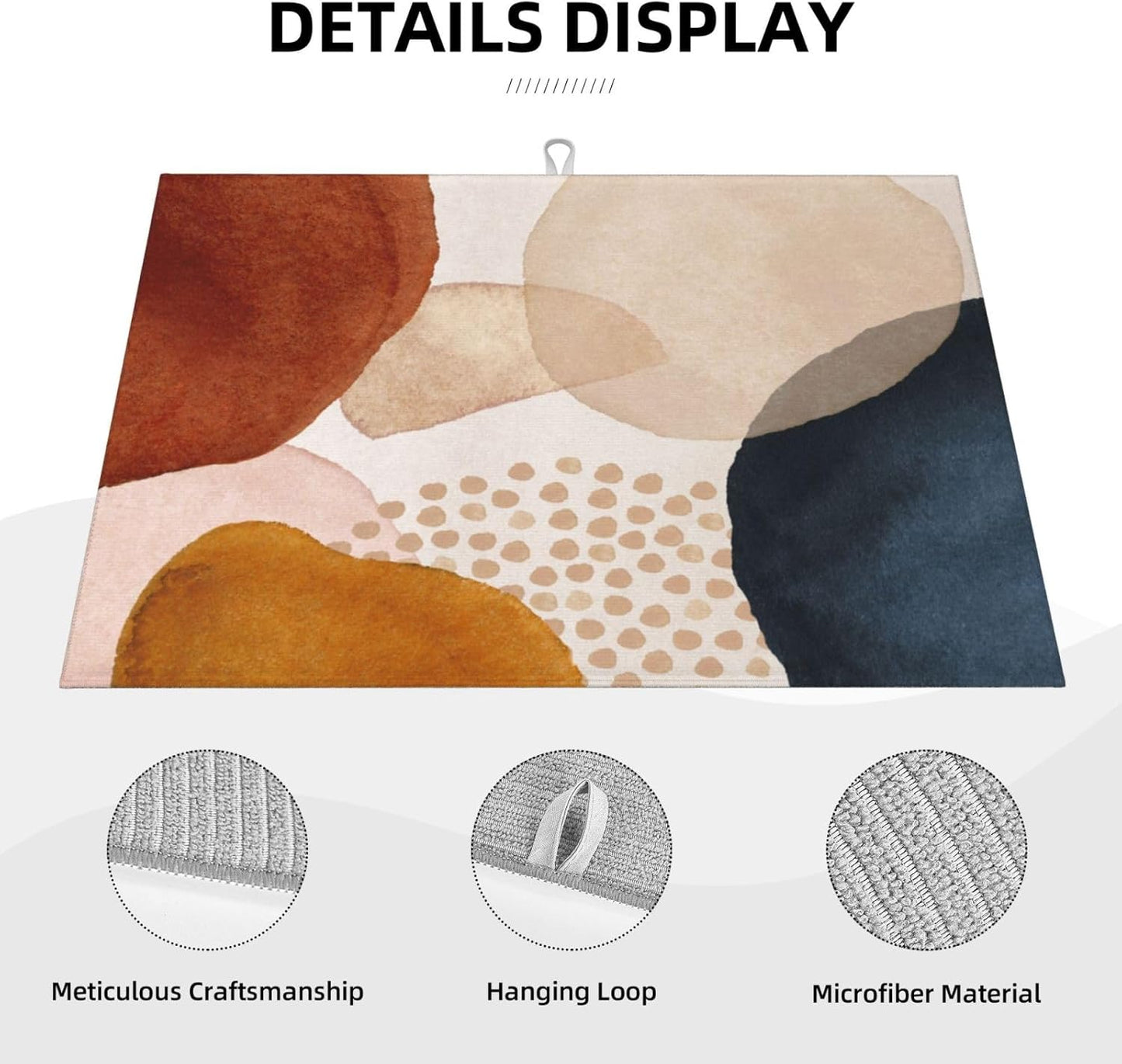 Boho Abstract Art Dish Drying Mats 18x24 Inch,Modern Geometric Girly Pink Dish Pad Drying Rack Mat for Kitchen Counter Ultra Absorbent Microfiber Dishware Coffee Maker Bar Countertop Decor - cafe - crumble.com