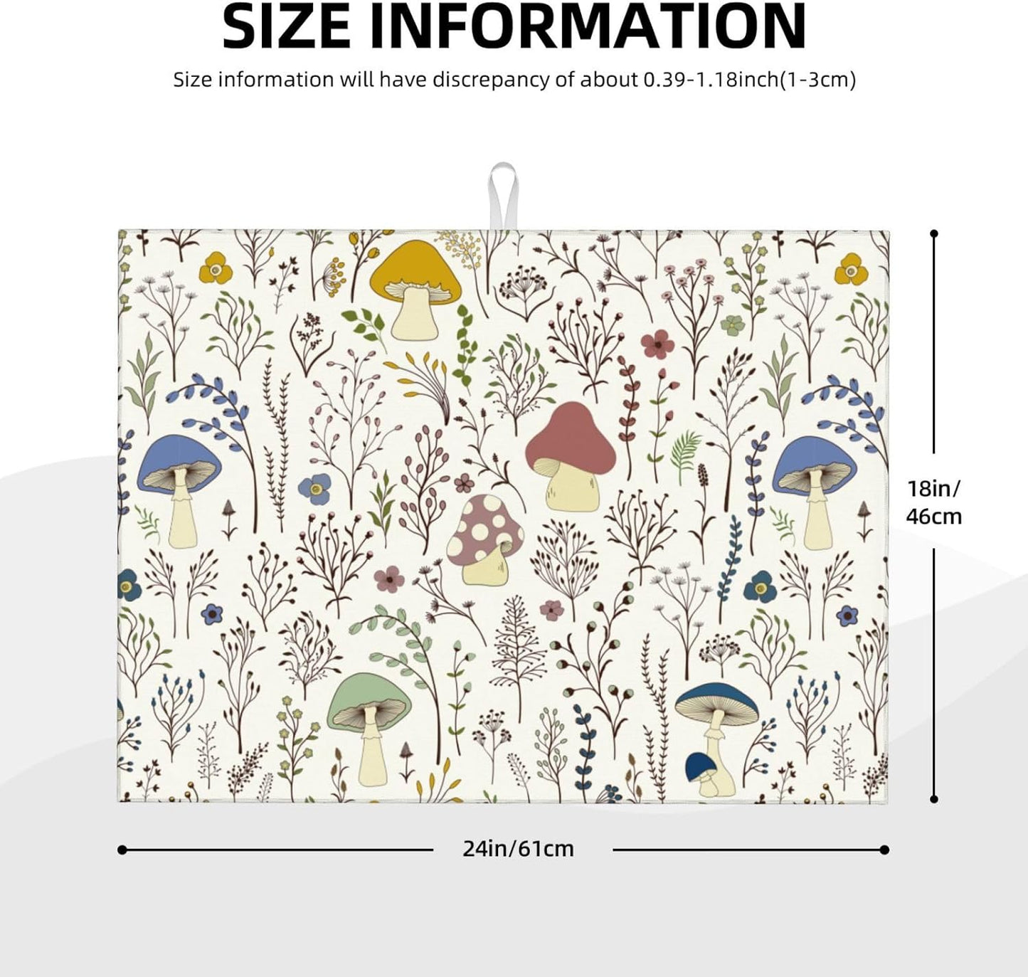 Cute Mushrooms Wild Plant Dish Drying Mat 18"x24" Microfiber Absorbent Fast Dry Mat for Kitchen Counter Coffee Bar Colored Mushroom Large Drying Mat Kitchen Decor Gifts - cafe - crumble.com
