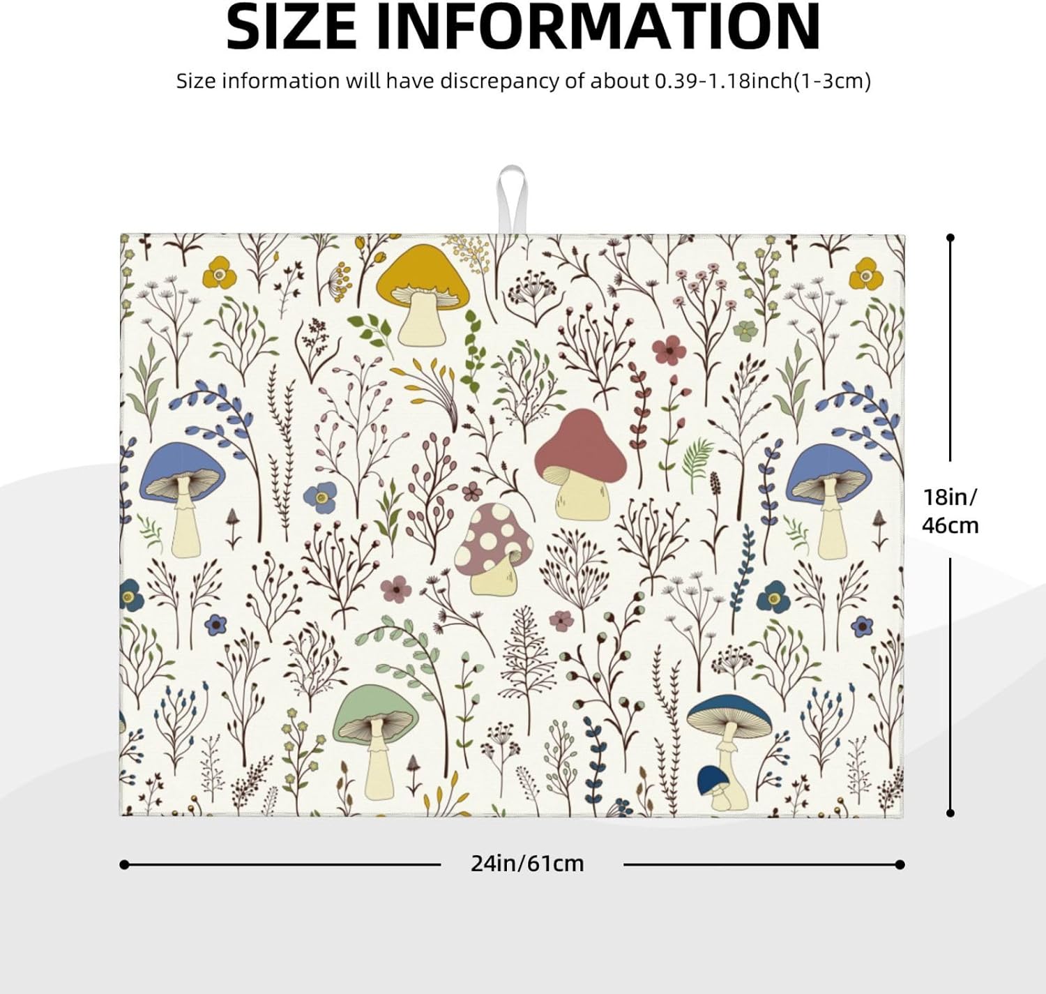 Cute Mushrooms Wild Plant Dish Drying Mat 18"x24" Microfiber Absorbent Fast Dry Mat for Kitchen Counter Coffee Bar Colored Mushroom Large Drying Mat Kitchen Decor Gifts - cafe - crumble.com