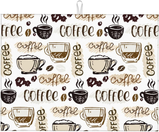 Coffee Dish Drying Mat 18 x 24 Inch, Coffee Drying Mat Absorbent Reversible Microfiber Coffee Kitchen Mat Dish Rack Pad Dish Drainer Mat Brown Coffee Mat for Kitchen Counter Coffee Bar - cafe - crumble.com