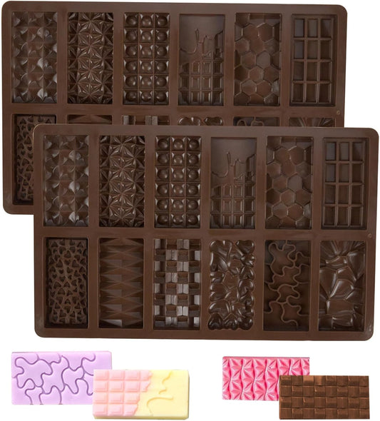 2 Pcs Brown Mini Chocolate Bar Mold for Dubai, Candy Silicone Mold - cafe - crumble.com