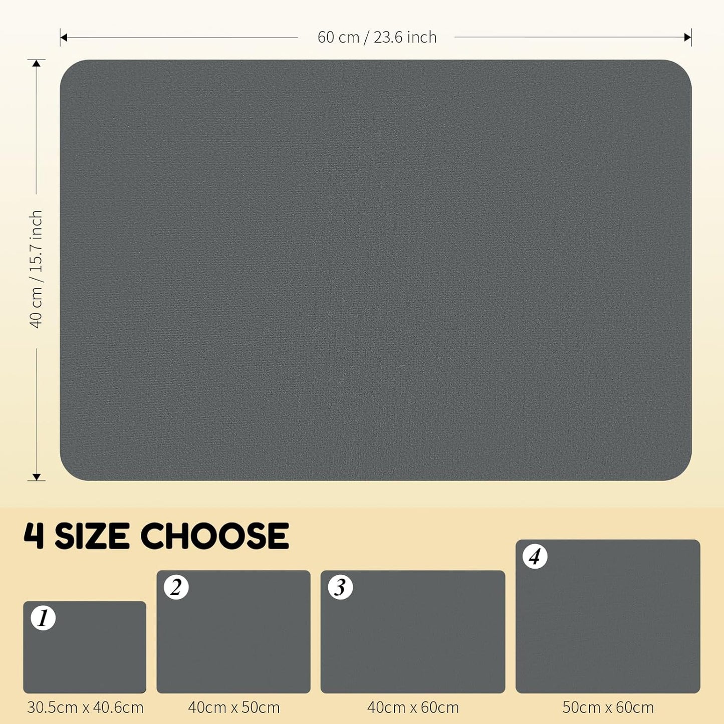 Coffee Mat Hide Stain Rubber (Dark Gray, 40cm×60cm), Coffee Bar Accessories Fit Under Espresso Machine CoffeeMaker Coffeepot, Backed Absorbent Dish Drying Mat for Kitchen Counter - cafe - crumble.com