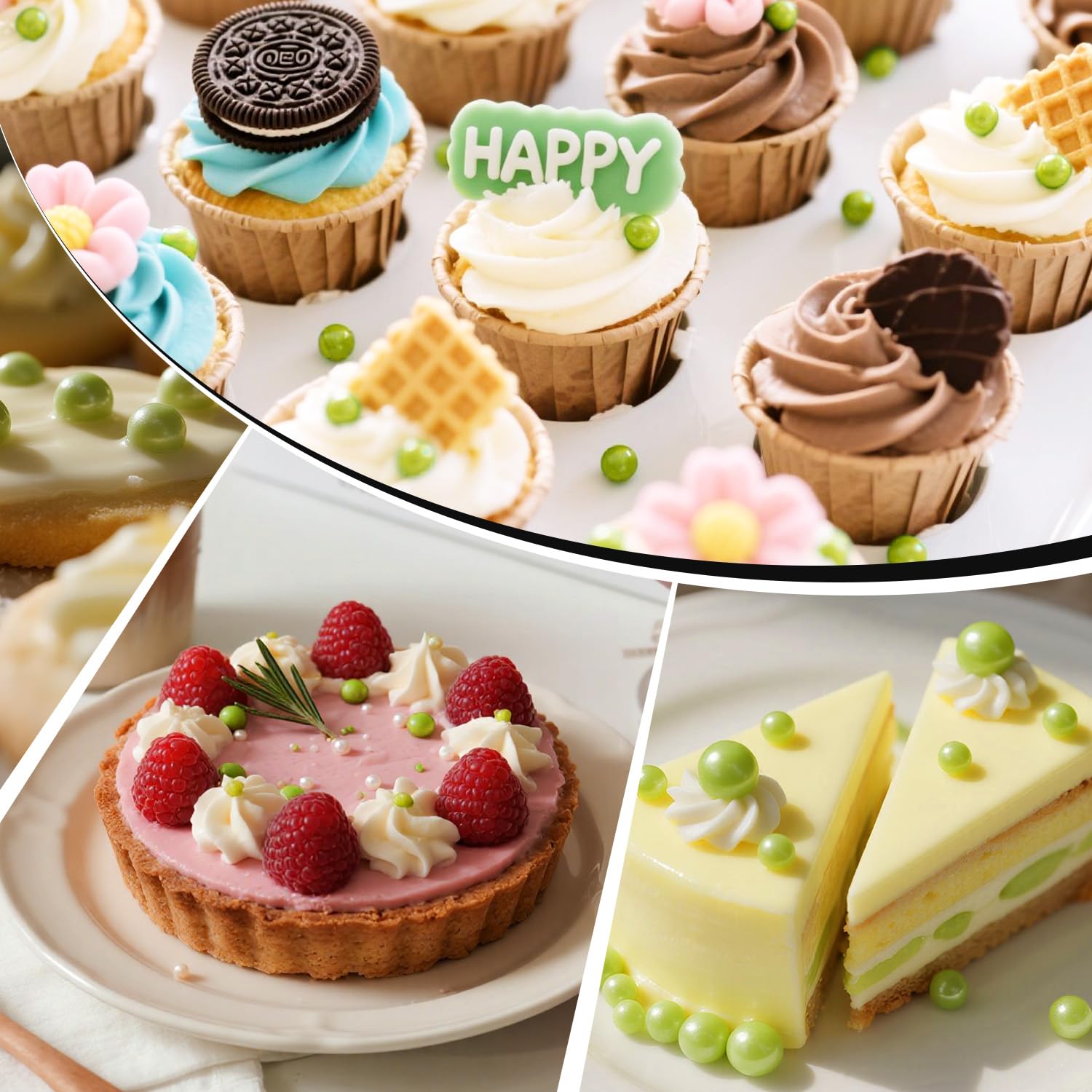 Christmas Green Pearl Sprinkles, Edible Candy Sugar Pearls, 150g/5.29oz, Mix Size, Cake Decorations & Cupcake Toppers, Wedding Party, Easter, Valentine's Day, Christmas Supplies - cafe - crumble.com