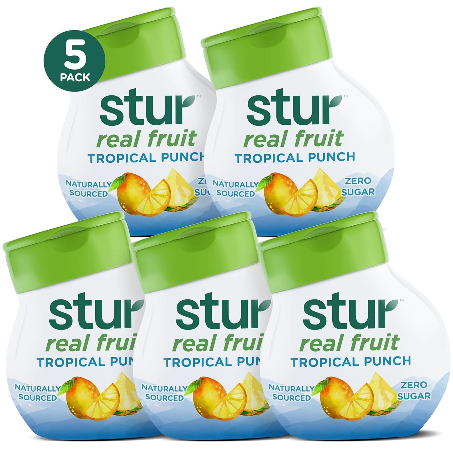 Stur Liquid Water Enhancer | Tropical Punch | Naturally Sweetened | High in Vitamin C & Antioxidants | Sugar Free | Zero Calories | Keto | Vegan | 5 Bottles, Makes 120 Drinks
