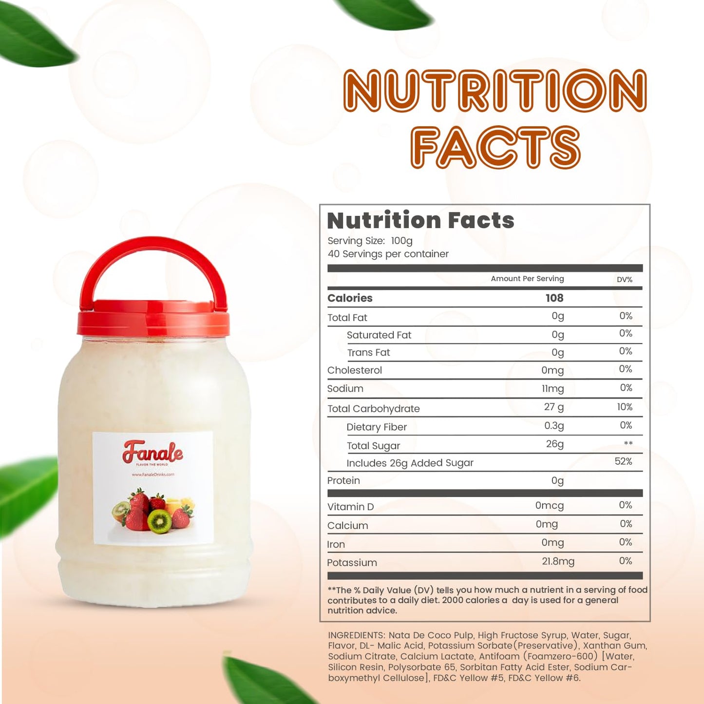 Fanale Coconut Jelly Topping nata de coco for Bubble Tea 8.3 lb | Lychee Jelly | for Boba Tea, Smoothies, Slushes, Desserts | 8.3 pound (Pack of 4) | JEL005-CS