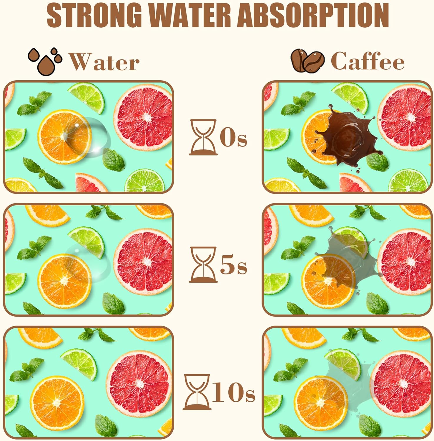 Citrus Fruits and Mint Leaves Dish Drying Mat for Kitchen Counter, Coffee Bar, Hide Stain Absorbent Rubber Backed Coffee Maker Mat, Espresso Machine Accessories, 15.7 x 23.6 Inch - cafe - crumble.com