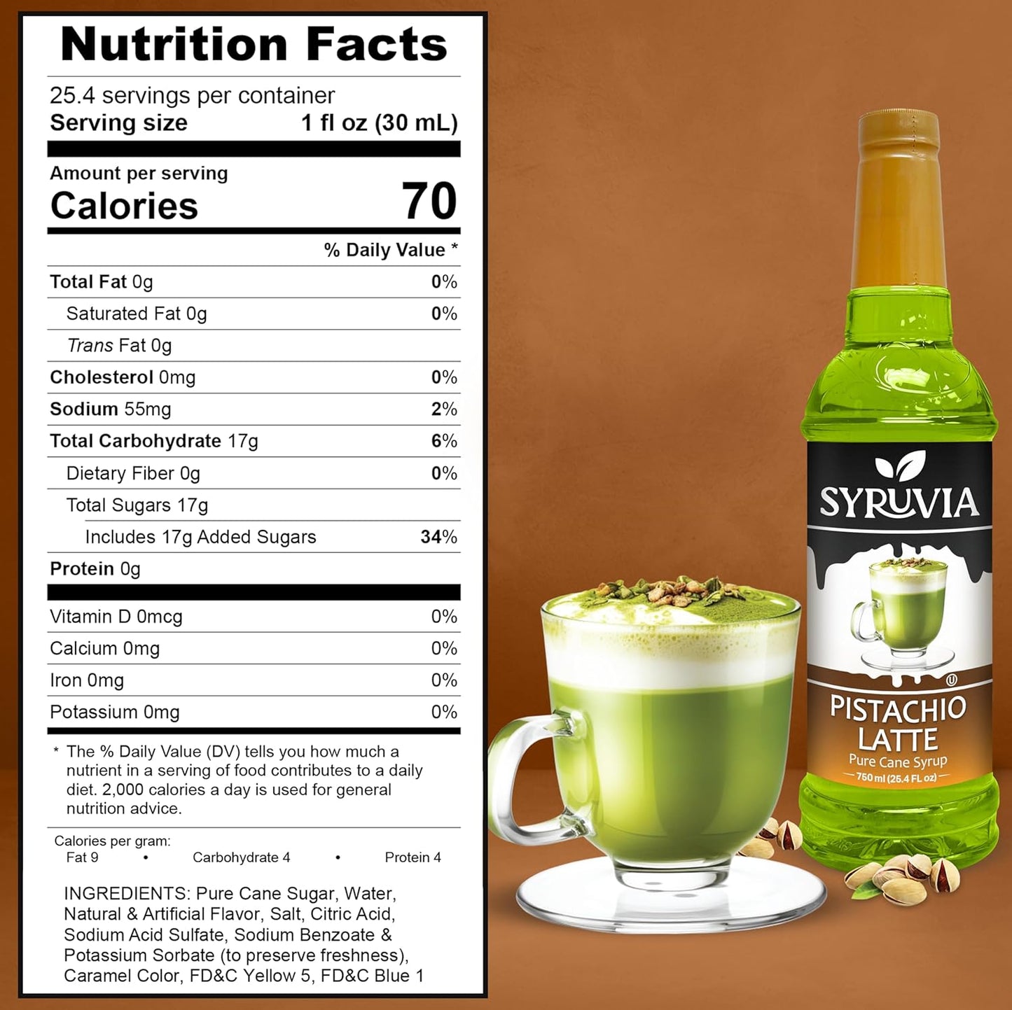 Syruvia Pistachio Latte Syrup & English Toffee Syrup - 25.4 fl oz. Premium Coffee Flavoring Syrup. Kosher, & Gluten-Free. Perfect for Enhancing Drinks, Smoothies, Sodas, Shakes, Desserts, & More.