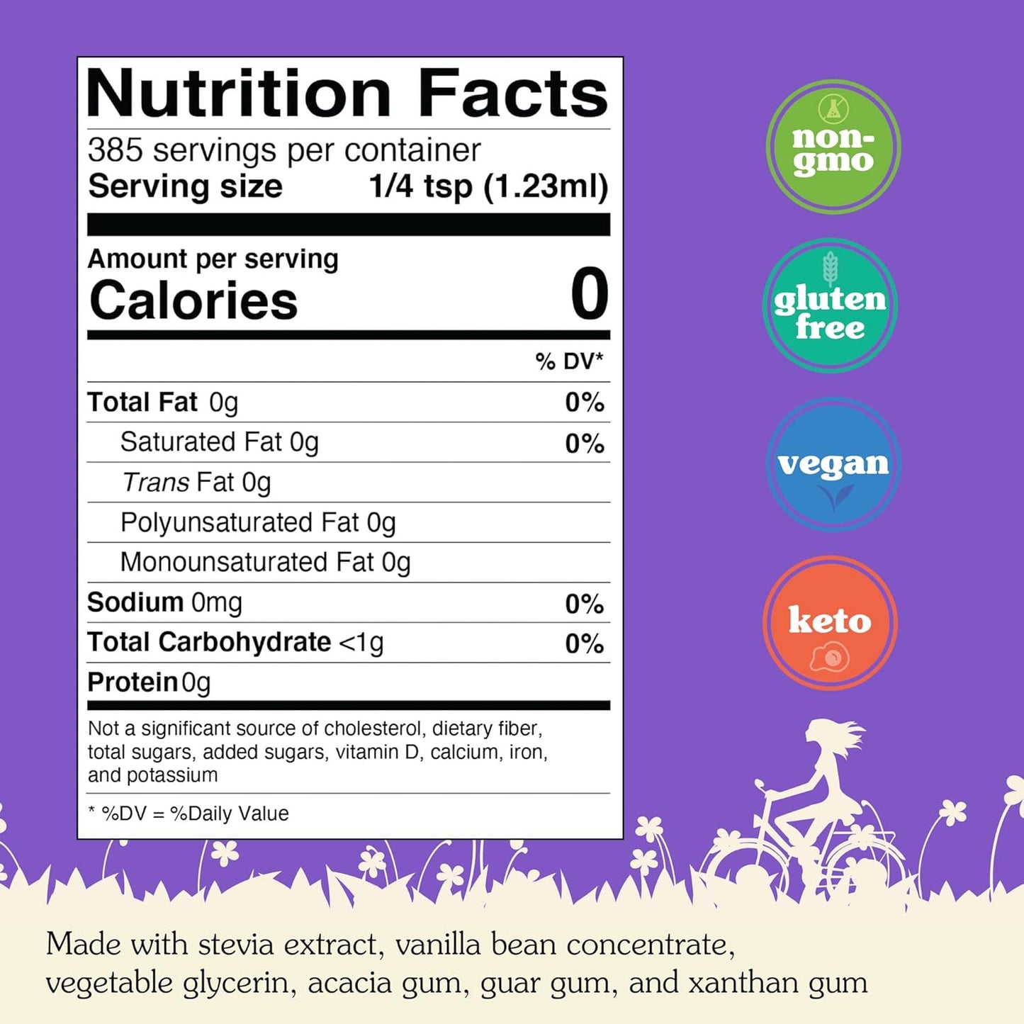 NuNaturals Stevia Syrup, Sugar-Free Sweetener, Plant-Based Sugar Substitute, Zero Calorie, Vanilla Flavor, 16 oz